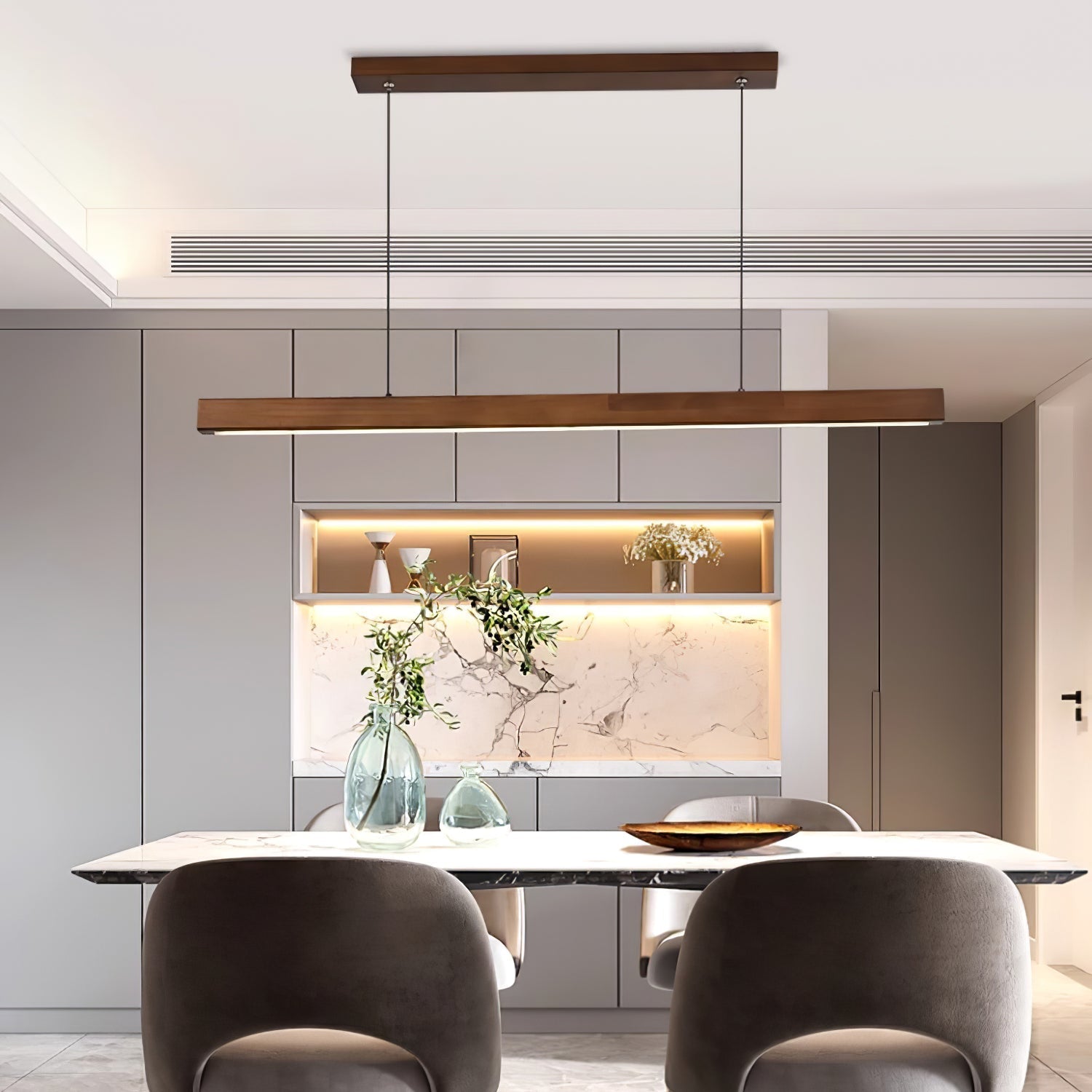 Elowen Linear Minimalist Wood Pendant Light-Neutral Decor