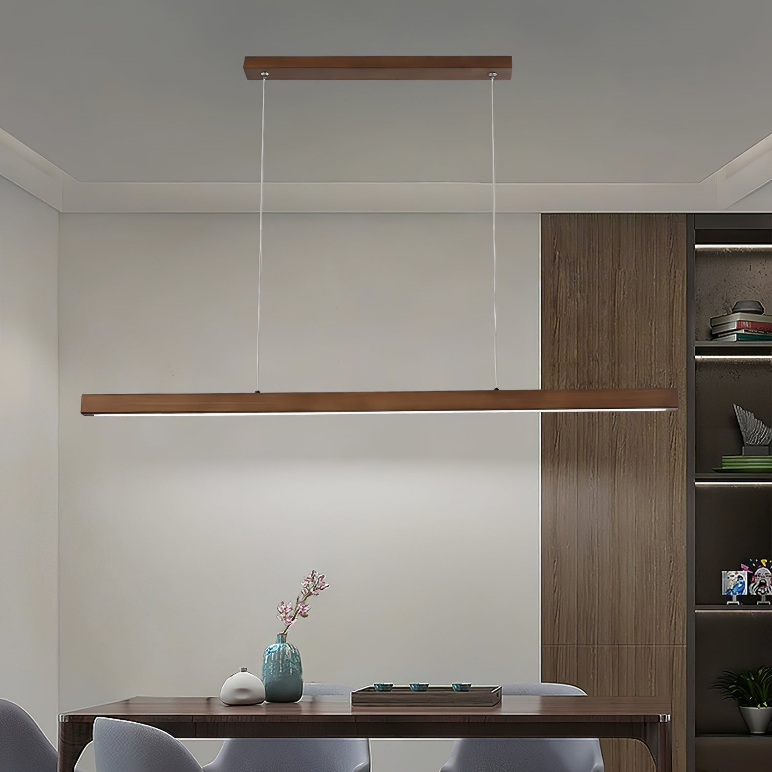 Elowen Linear Minimalist Wood Pendant Light-Neutral Decor