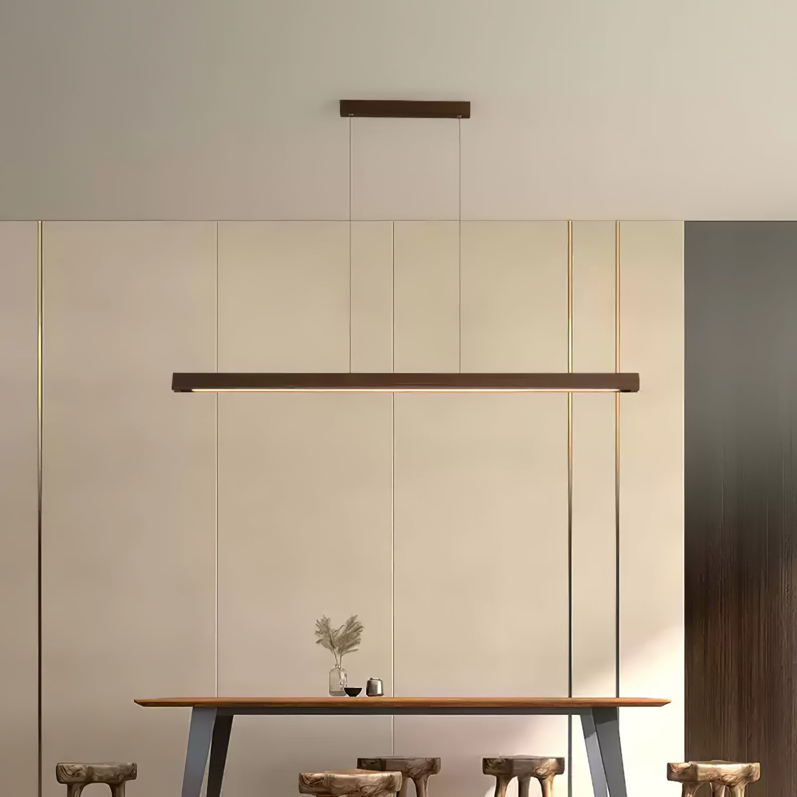 Elowen Linear Minimalist Wood Pendant Light-Neutral Decor
