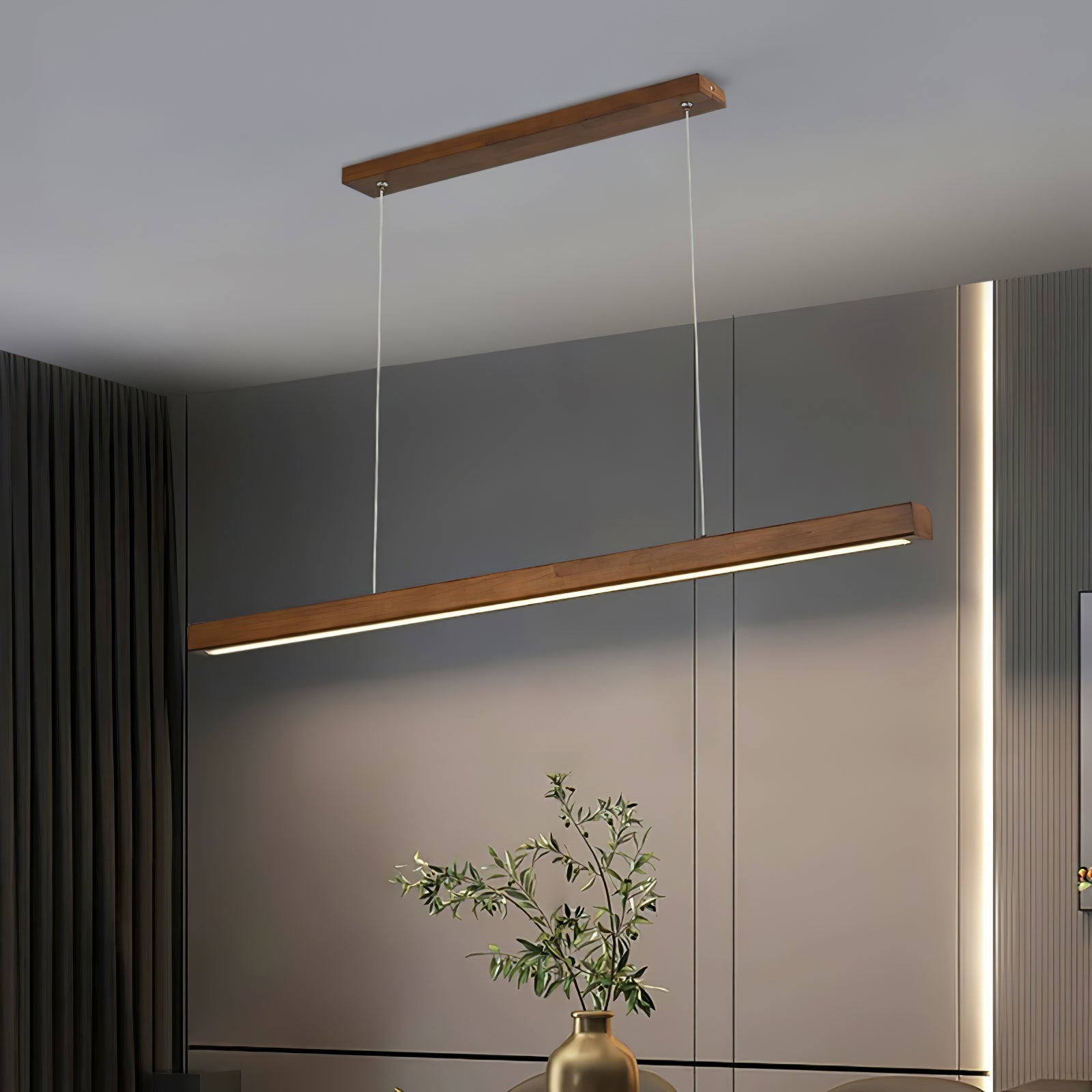 Elowen Linear Minimalist Wood Pendant Light-Neutral Decor