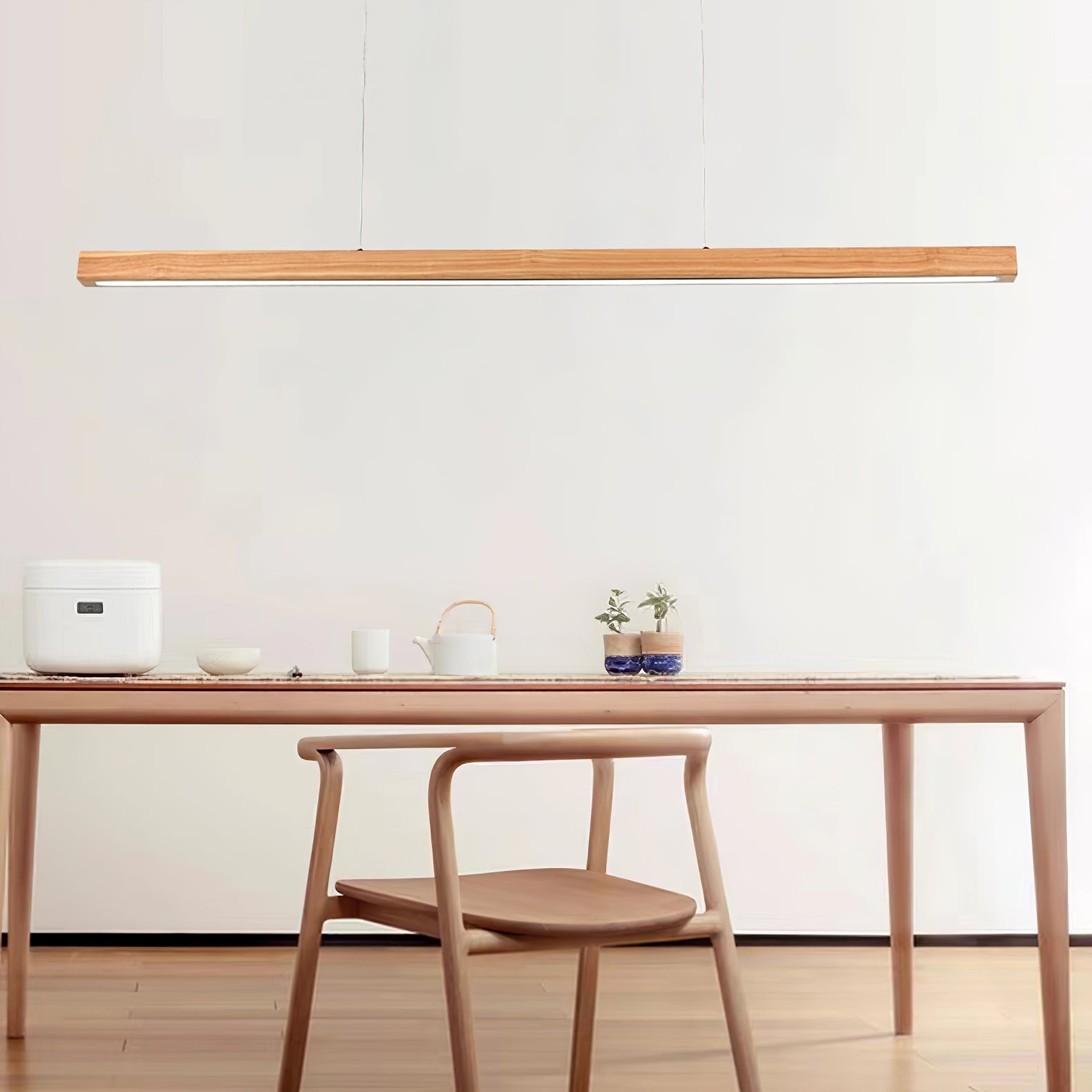 Elowen Linear Minimalist Wood Pendant Light-Neutral Decor