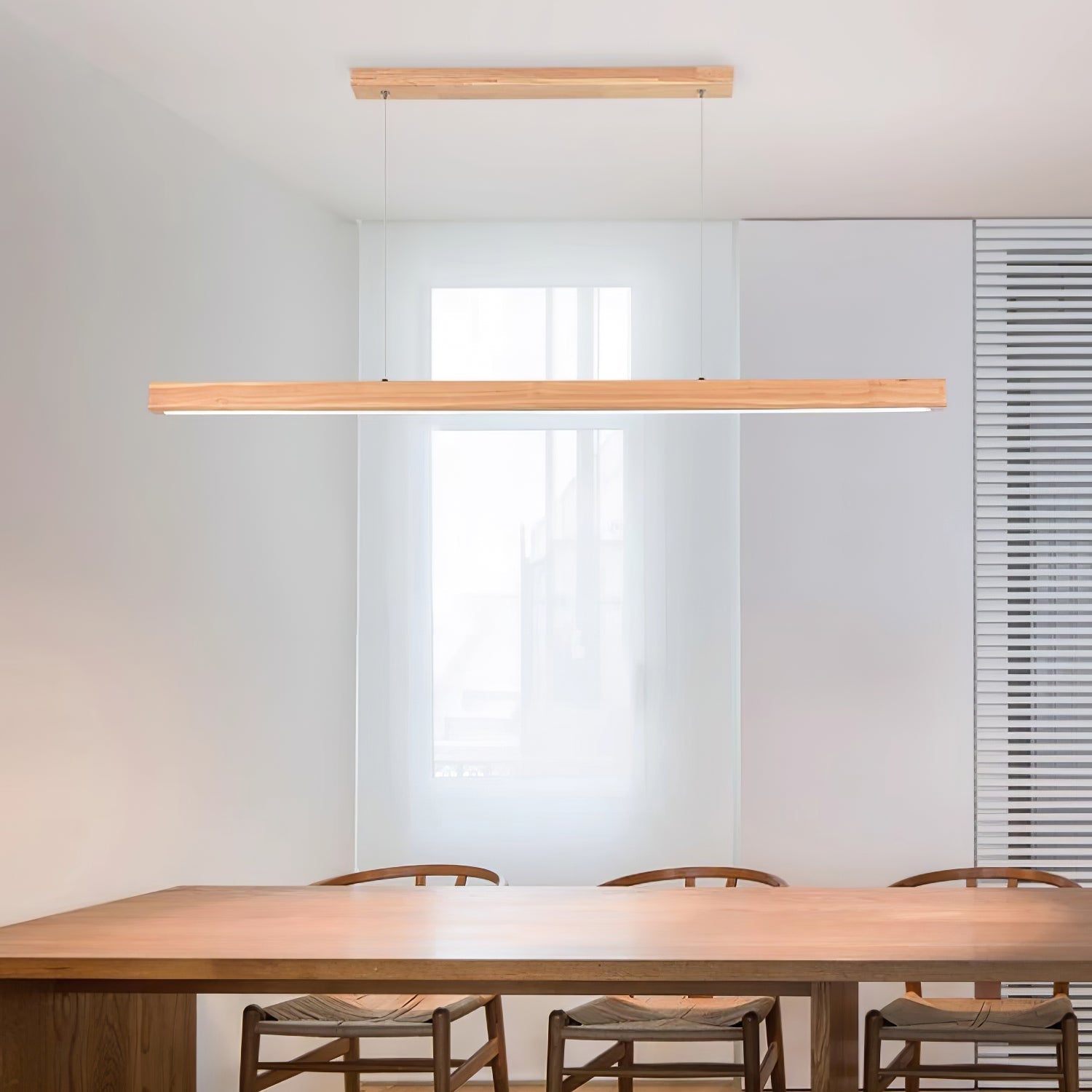Elowen Linear Minimalist Wood Pendant Light-Neutral Decor