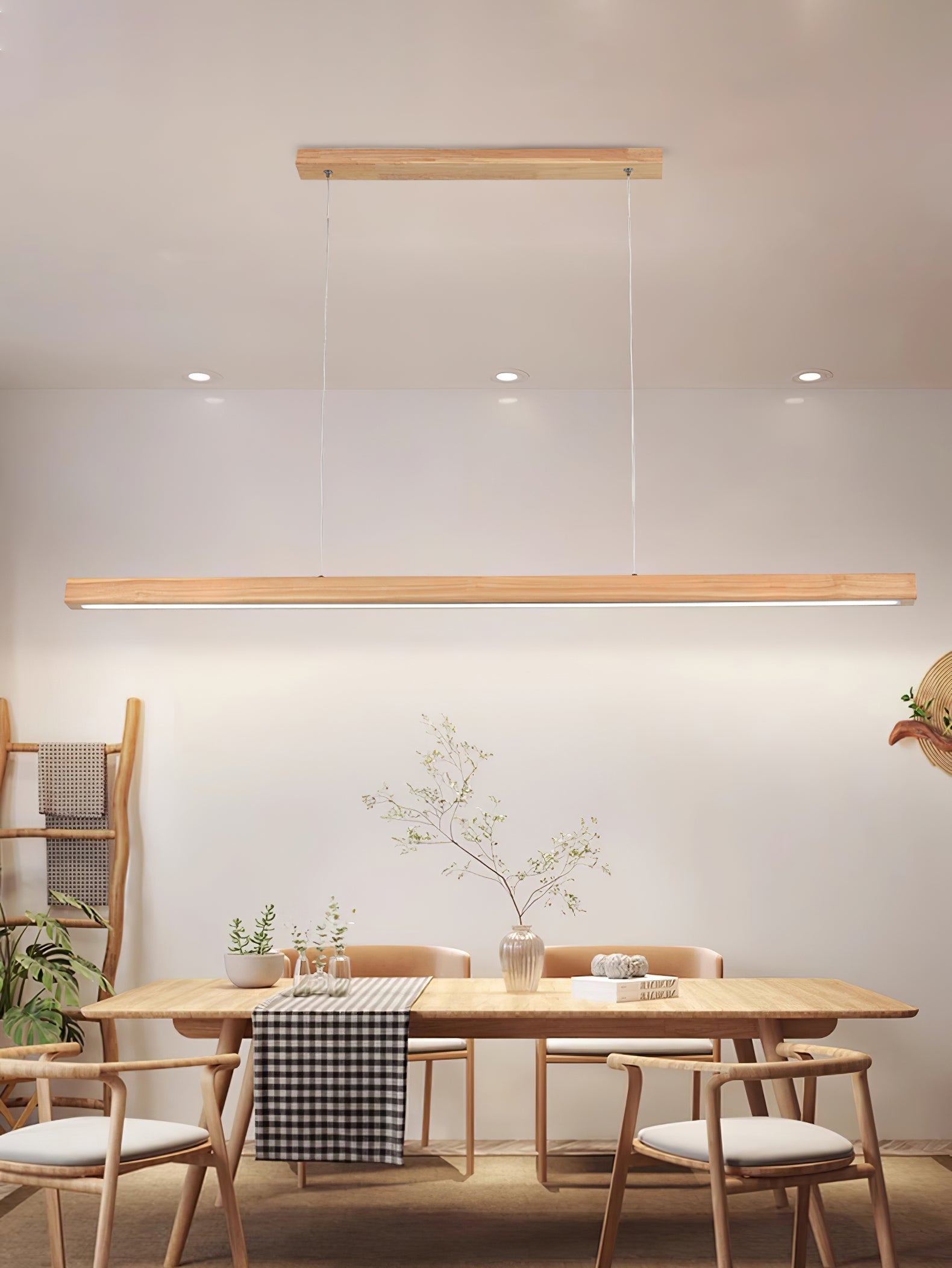 Elowen Linear Minimalist Wood Pendant Light-Neutral Decor