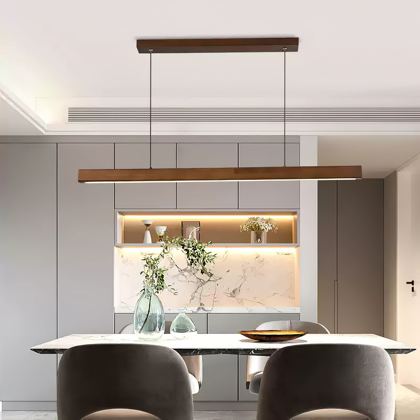 Elowen Linear Minimalist Wood Pendant Light-Neutral Decor