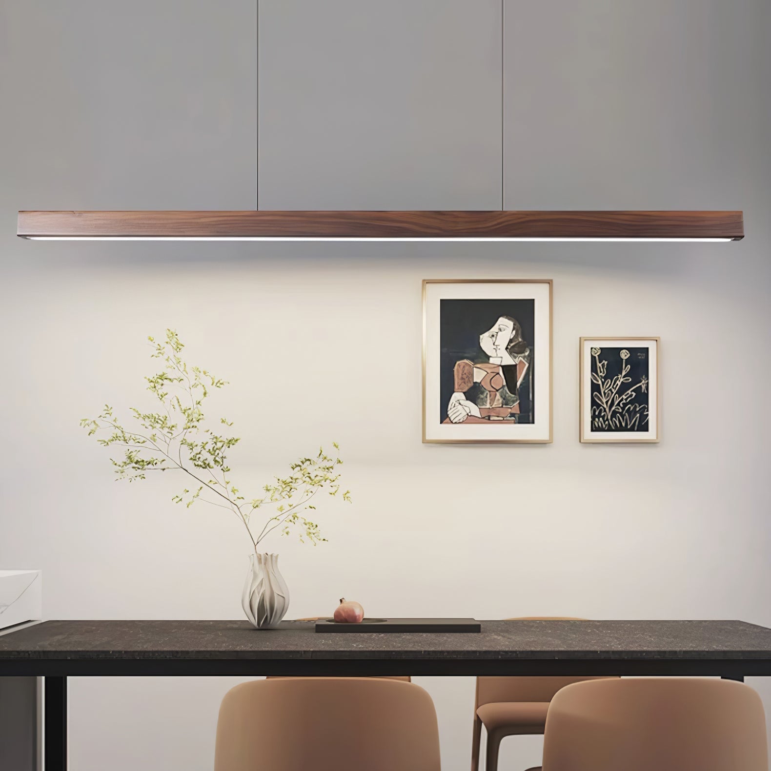Elowen Linear Minimalist Wood Pendant Light-Neutral Decor