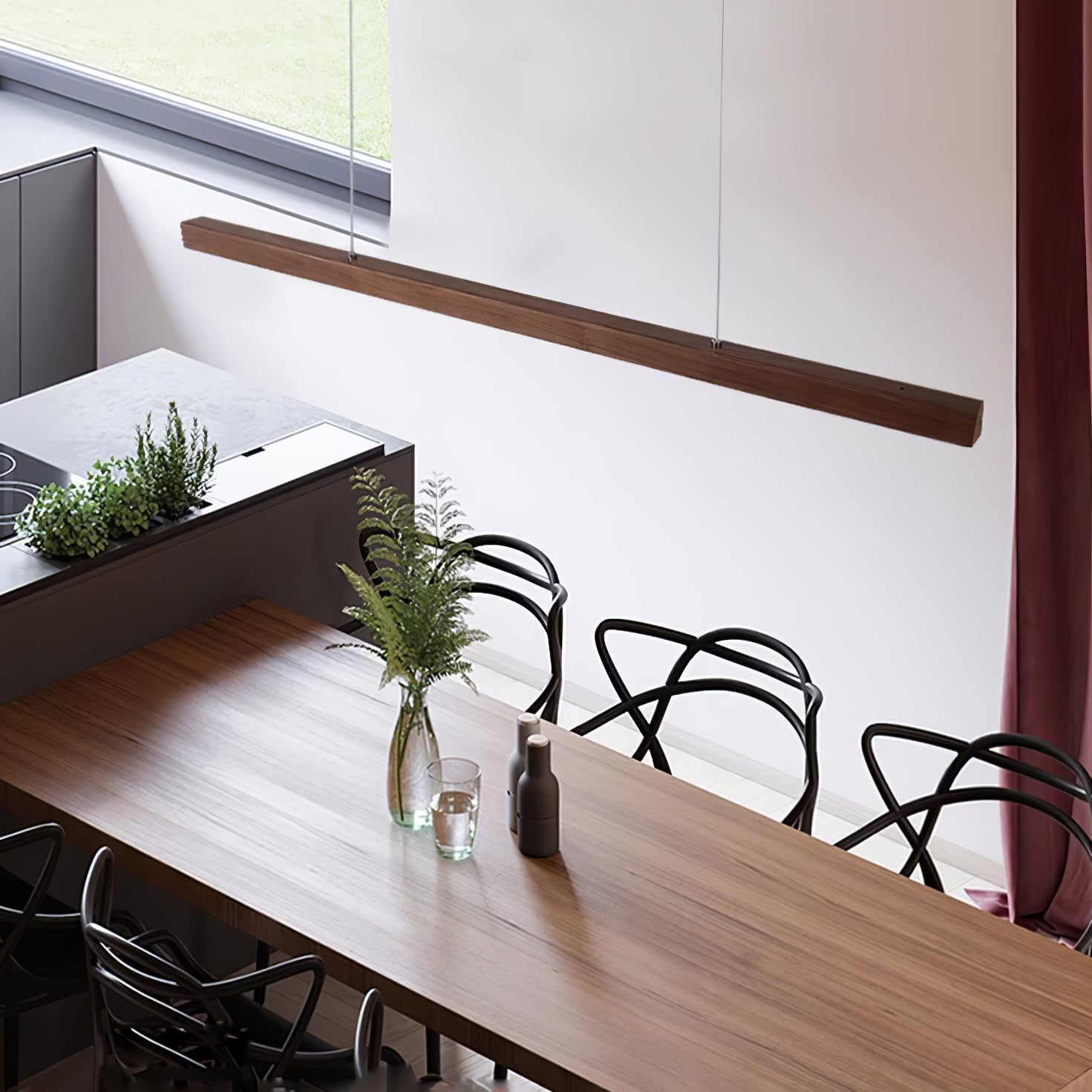 Elowen Linear Minimalist Wood Pendant Light-Neutral Decor