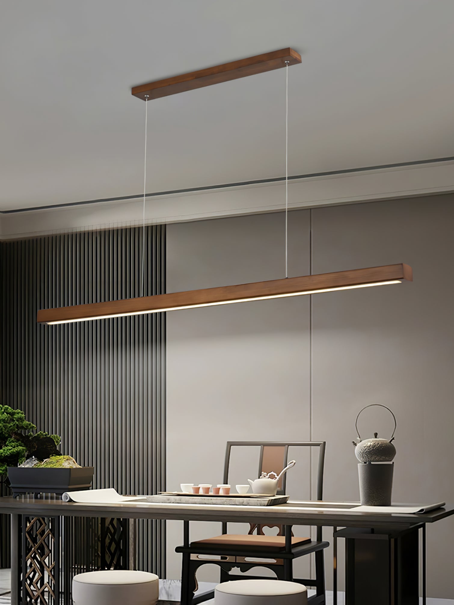 Elowen Linear Minimalist Wood Pendant Light-Neutral Decor