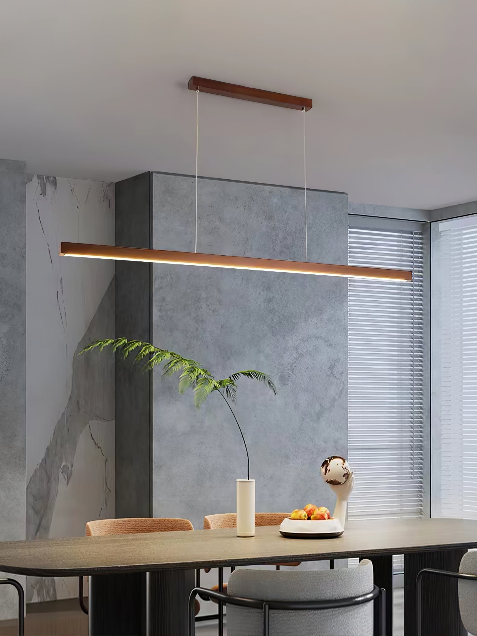 Elowen Linear Minimalist Wood Pendant Light-Neutral Decor