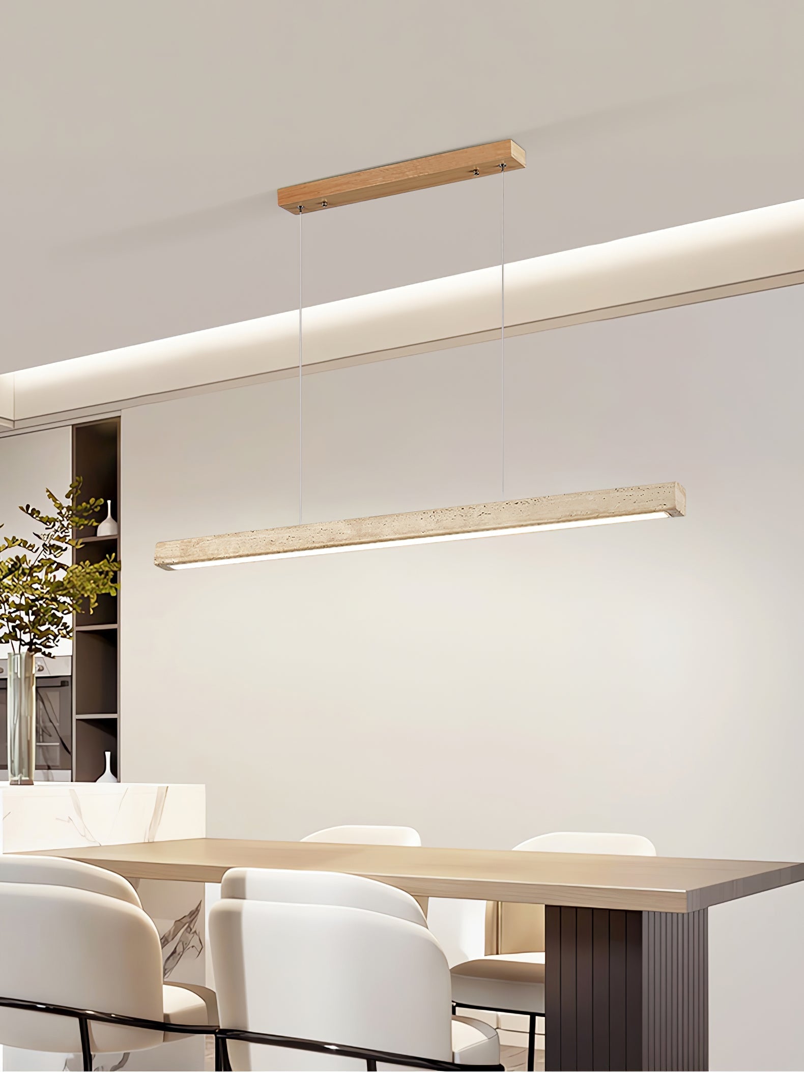Liorven Minimalist Travertine Linear Pendant-Neutral Decor
