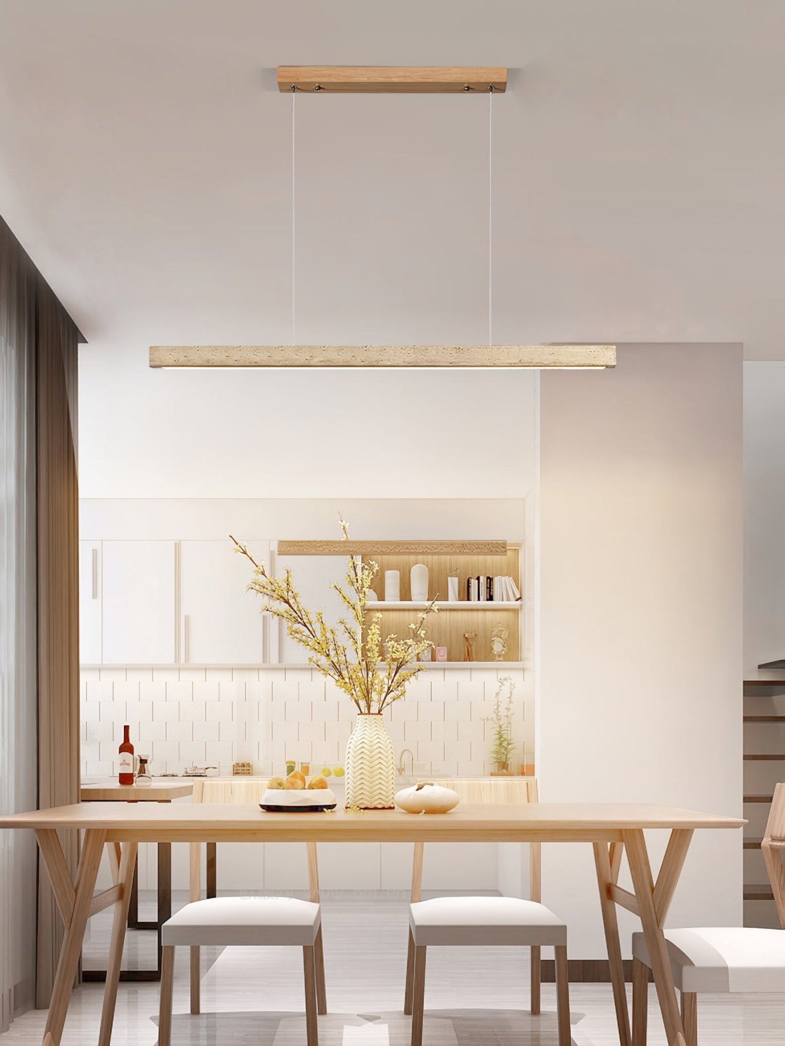 Liorven Minimalist Travertine Linear Pendant-Neutral Decor