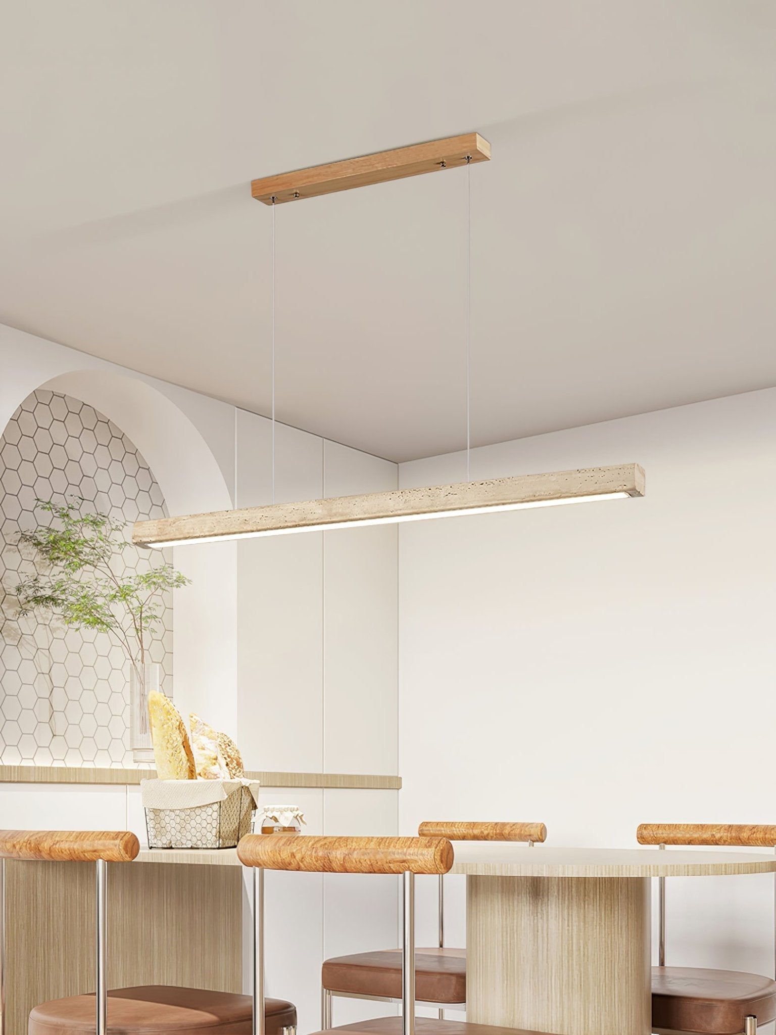 Lyven Minimalist Travertine Linear Pendant Light-Neutral Decor