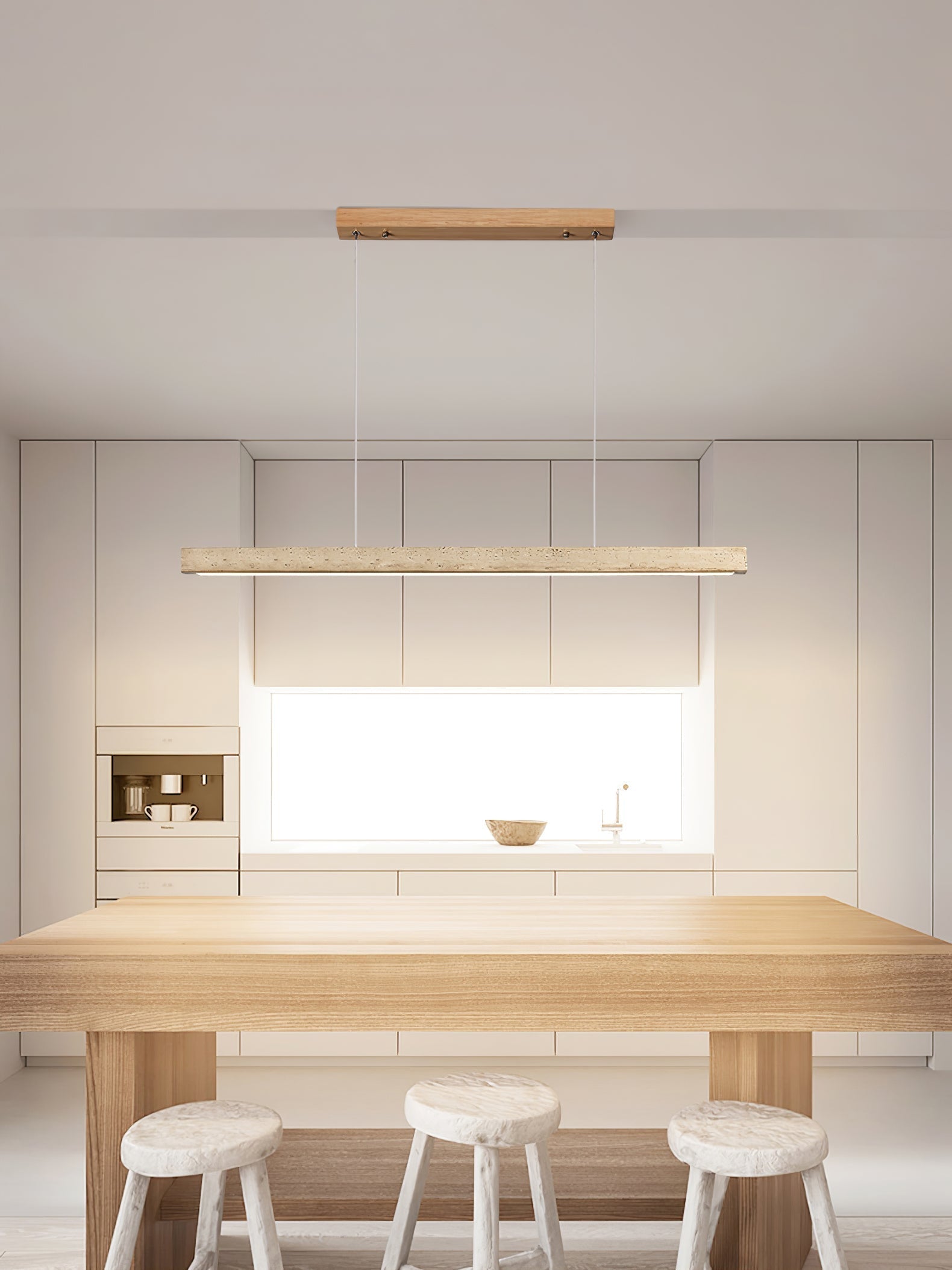 Lyven Minimalist Travertine Linear Pendant Light-Neutral Decor