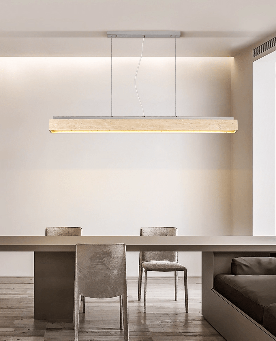 Linear Travertine Suspension Lamp-Neutral Decor