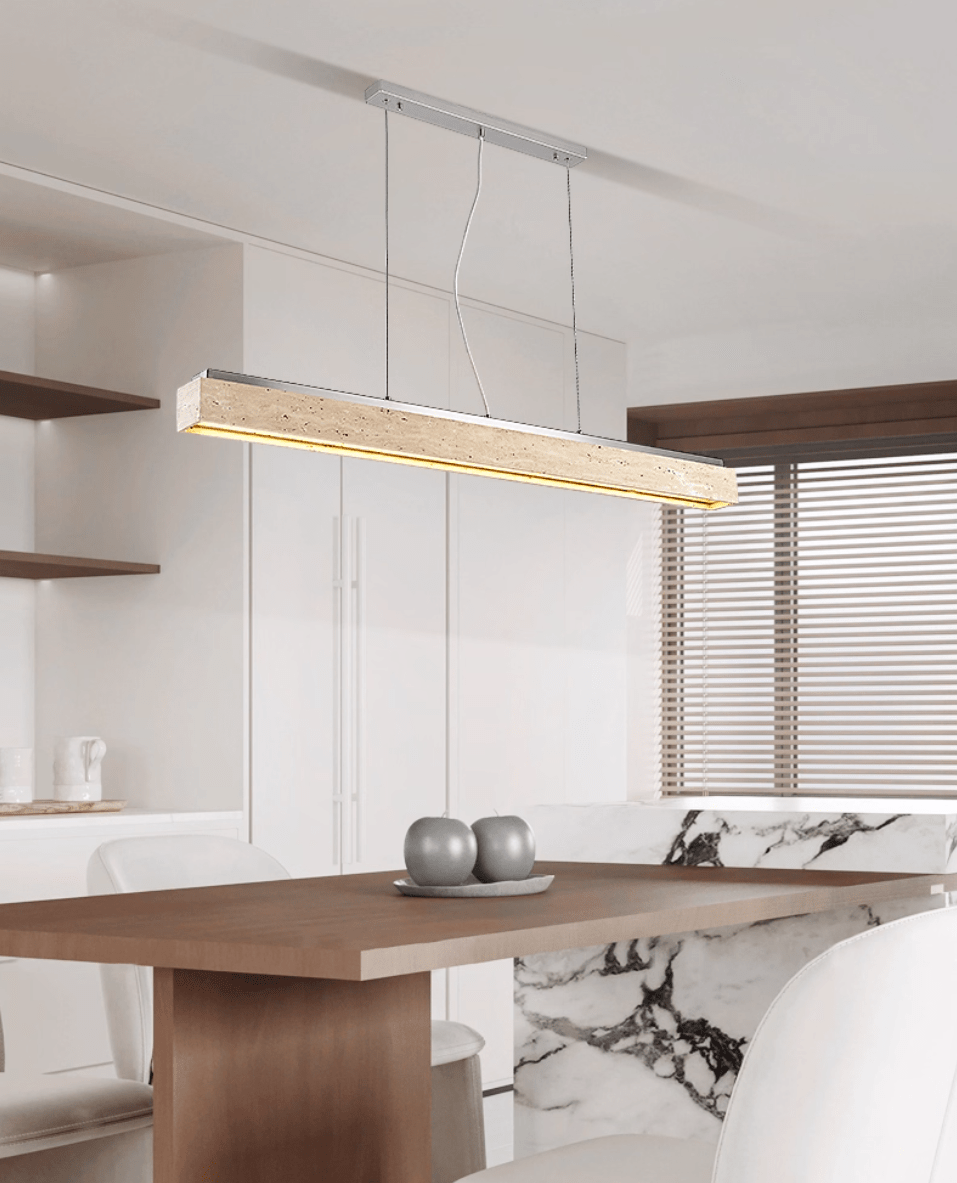 Linear Travertine Suspension Lamp-Neutral Decor