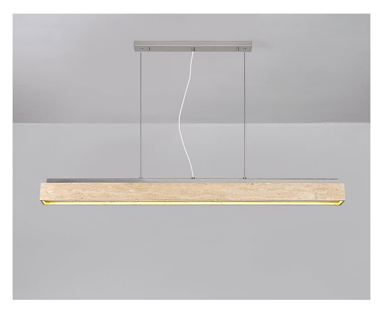 Linear Travertine Suspension Lamp-Neutral Decor