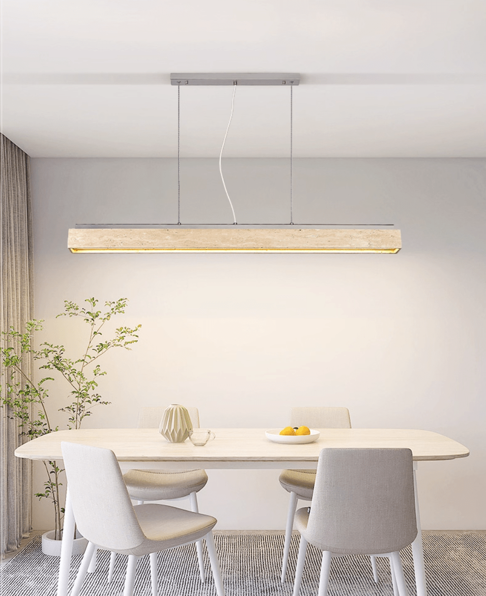 Linear Travertine Suspension Lamp-Neutral Decor