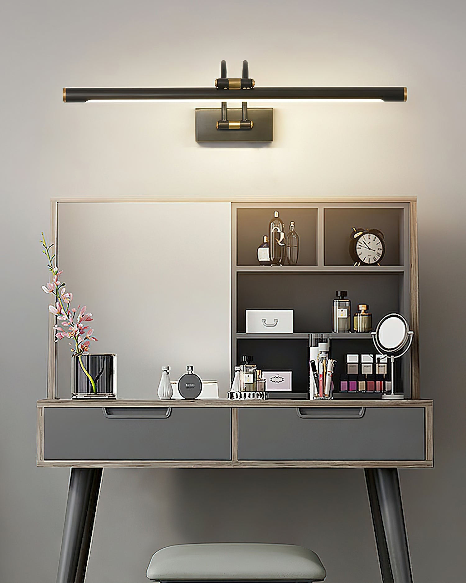 Valem Linear Vanity Brass Wall Light-Neutral Decor