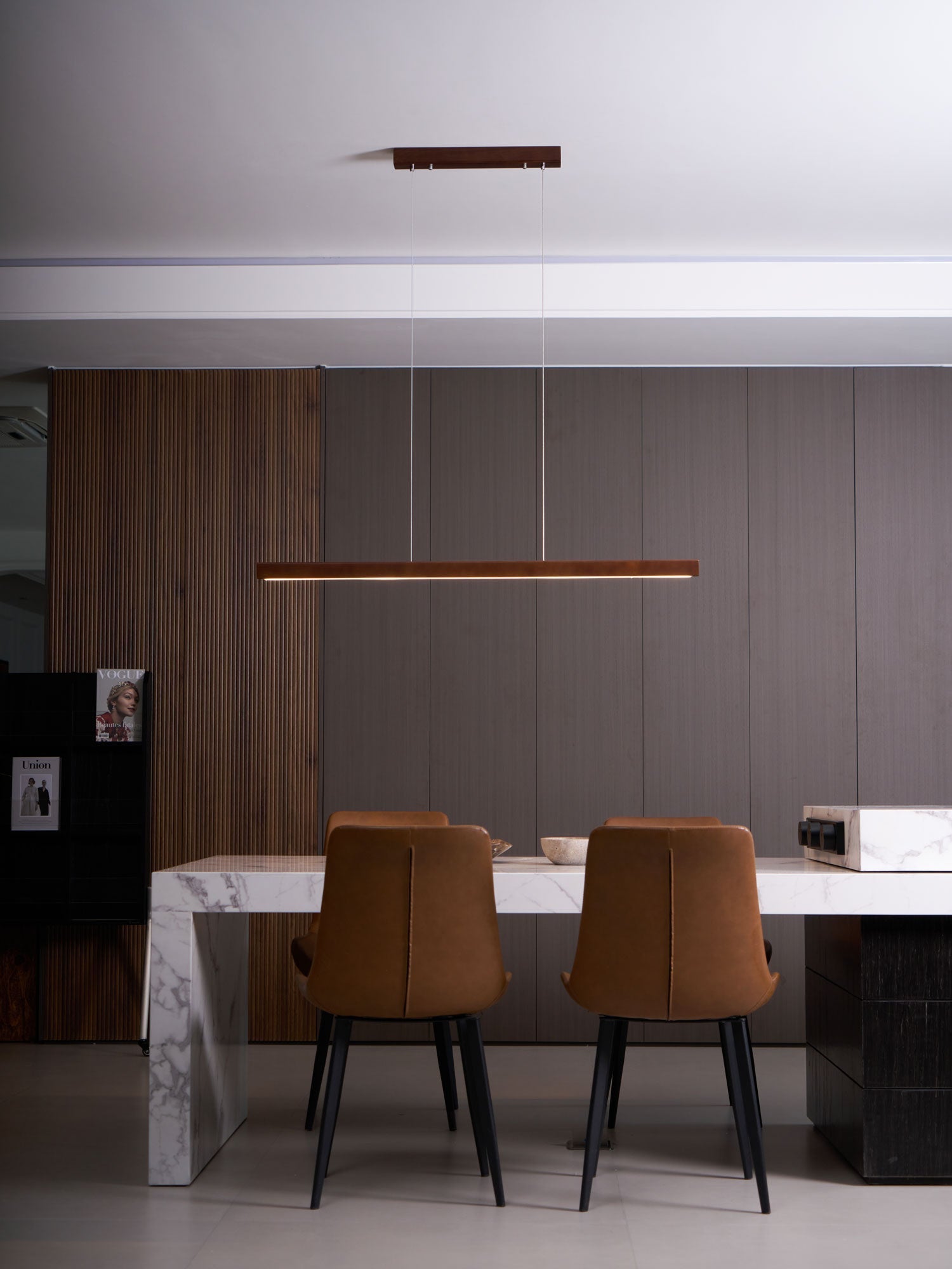 Elowen Linear Minimalist Wood Pendant Light-Neutral Decor