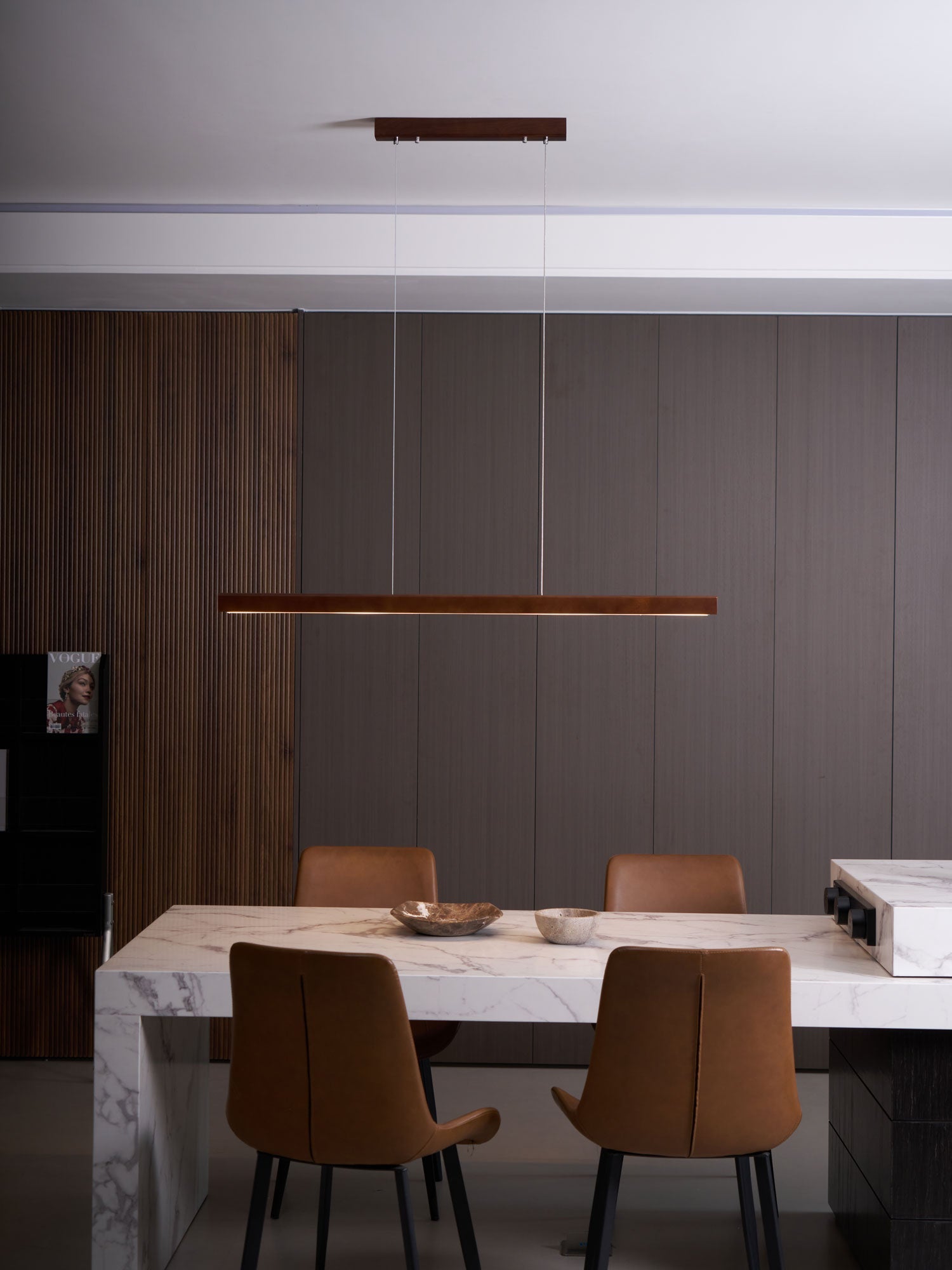Elowen Linear Minimalist Wood Pendant Light-Neutral Decor