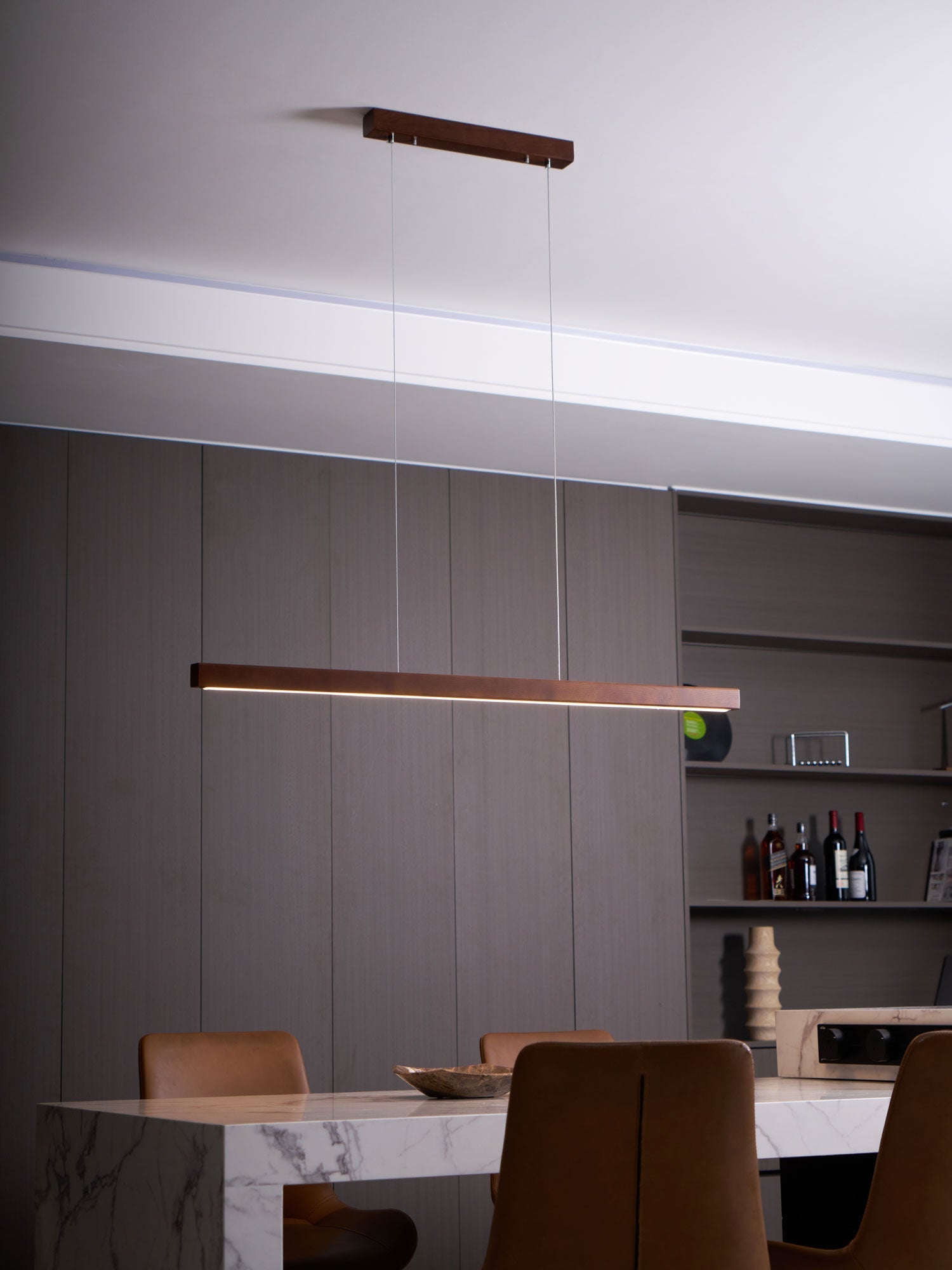 Elowen Linear Minimalist Wood Pendant Light-Neutral Decor