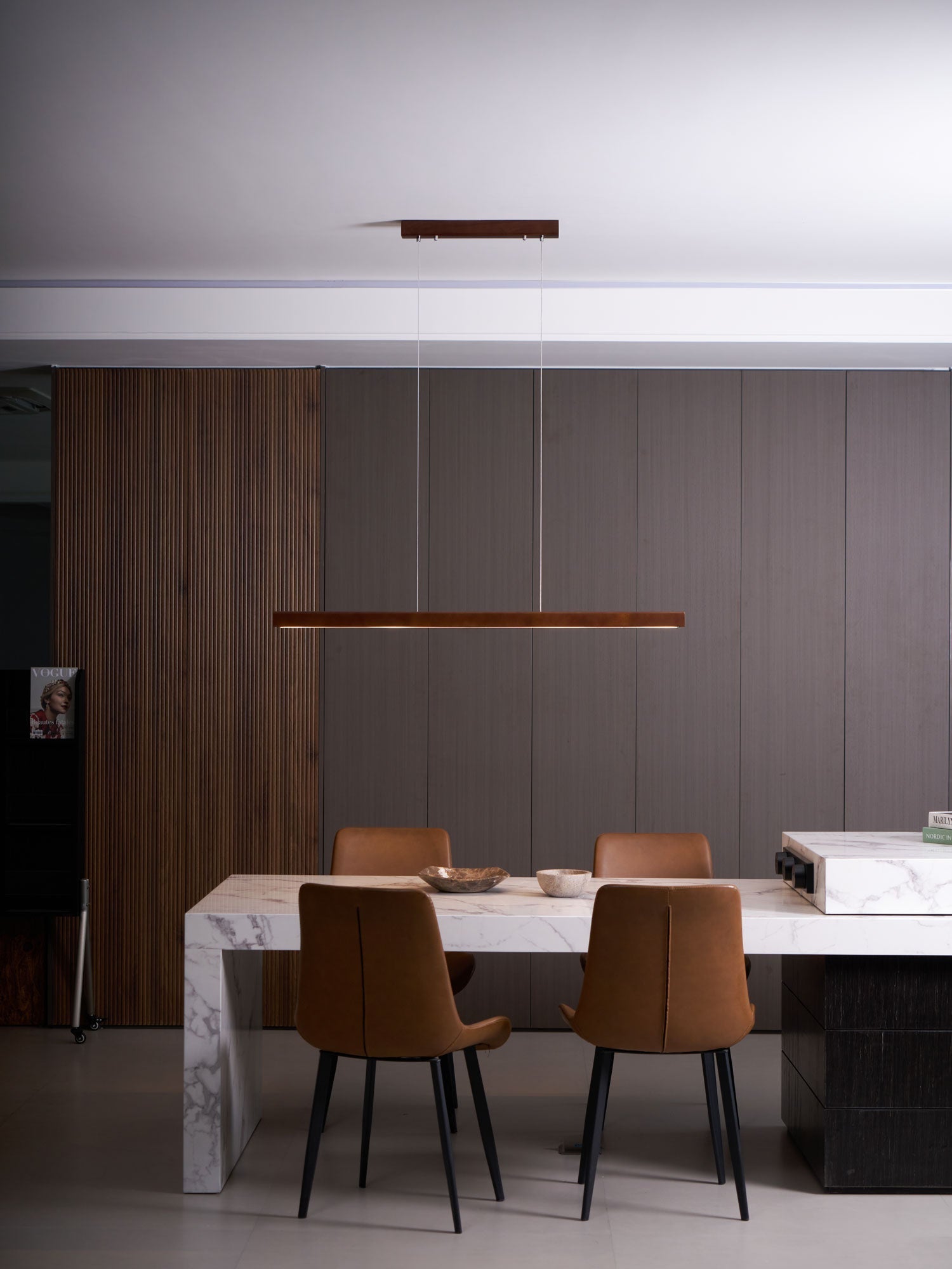 Elowen Linear Minimalist Wood Pendant Light-Neutral Decor