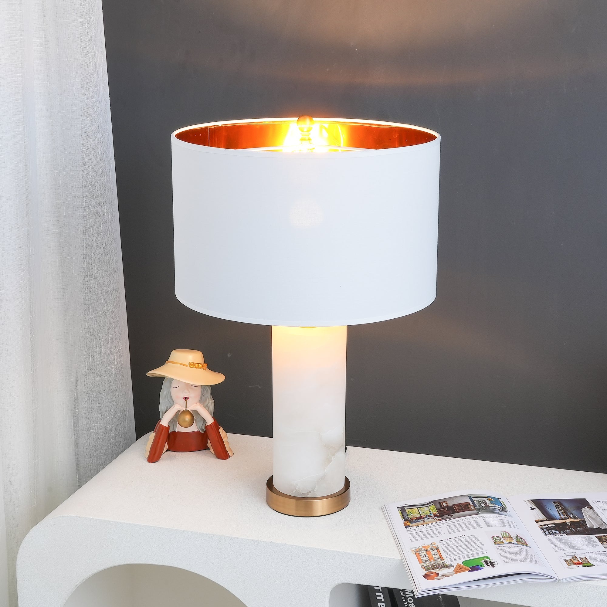 Zosilis Cylindrical Alabaster Table Lamp-Neutral Decor