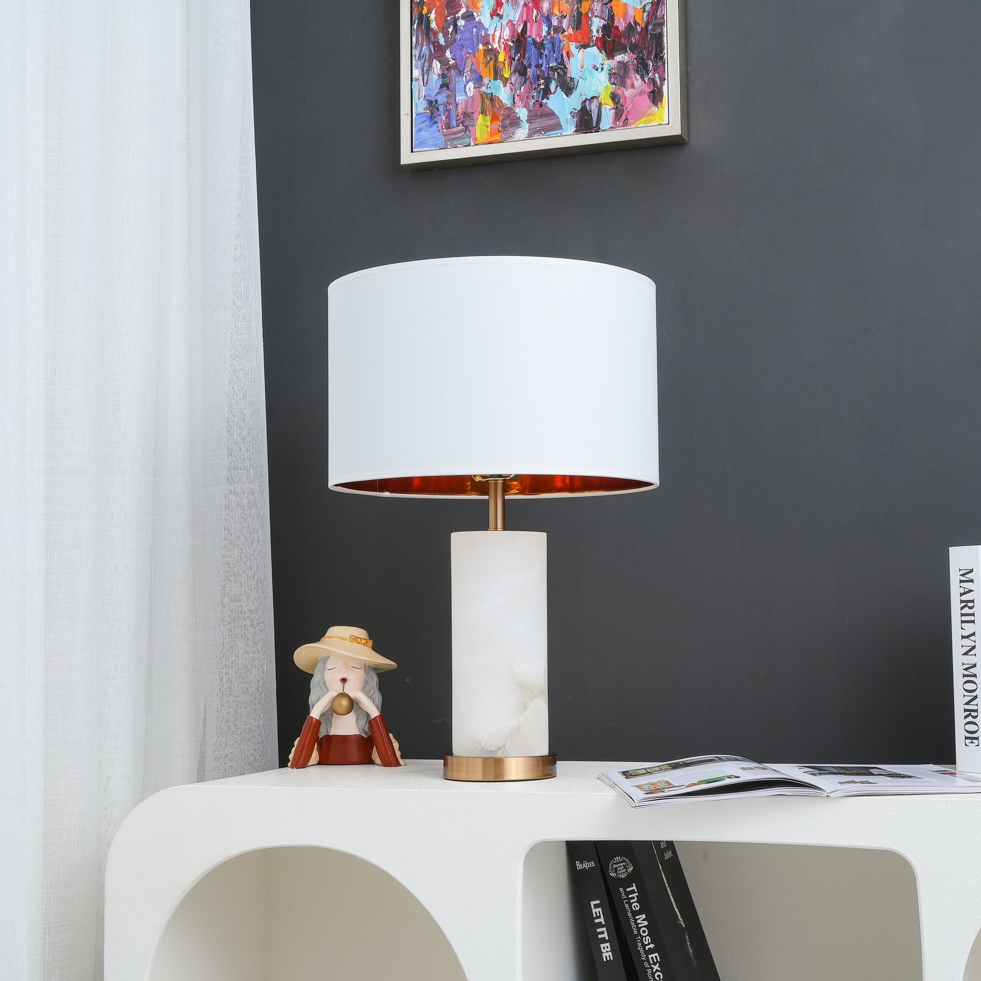 Zosilis Cylindrical Alabaster Table Lamp-Neutral Decor