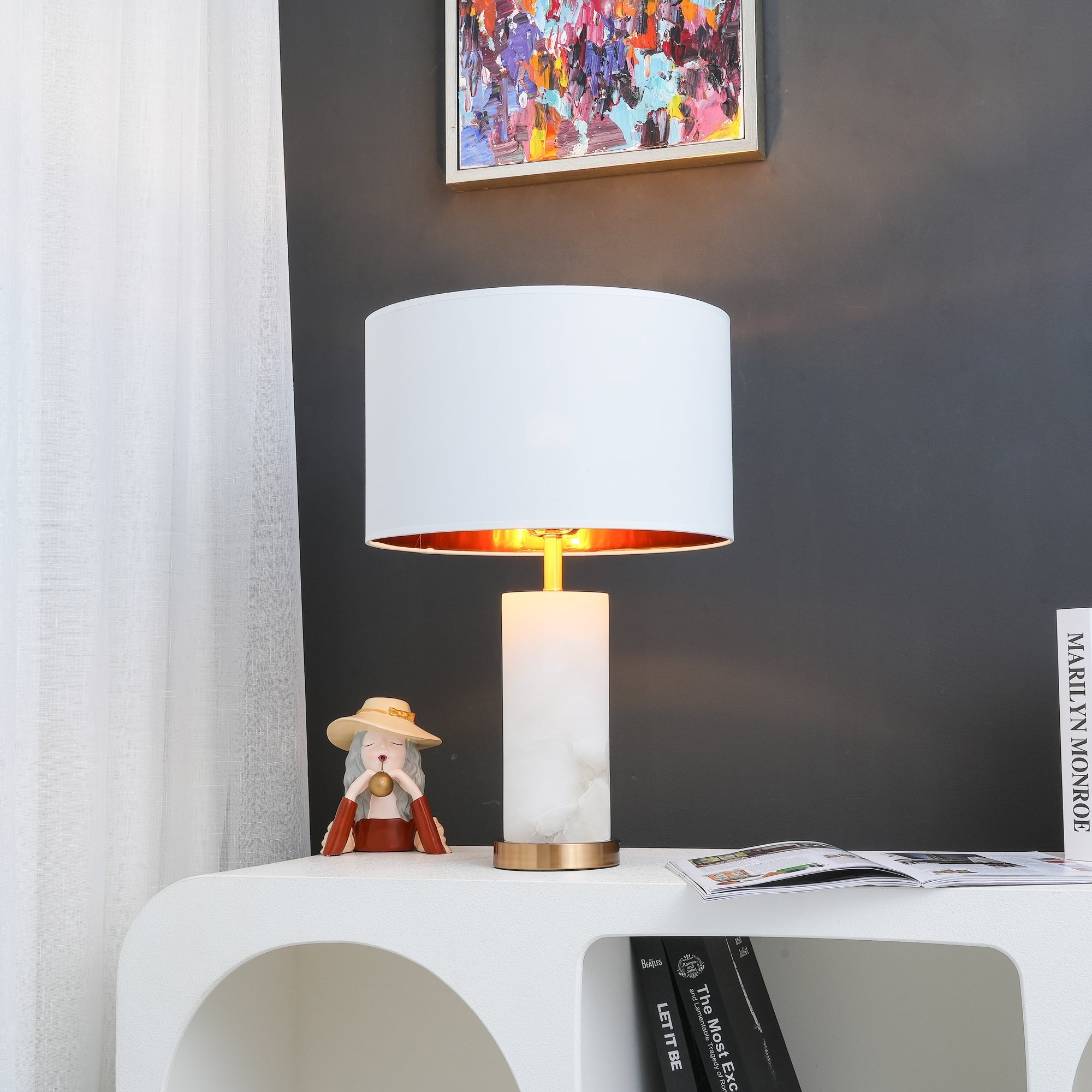 Zosilis Cylindrical Alabaster Table Lamp-Neutral Decor