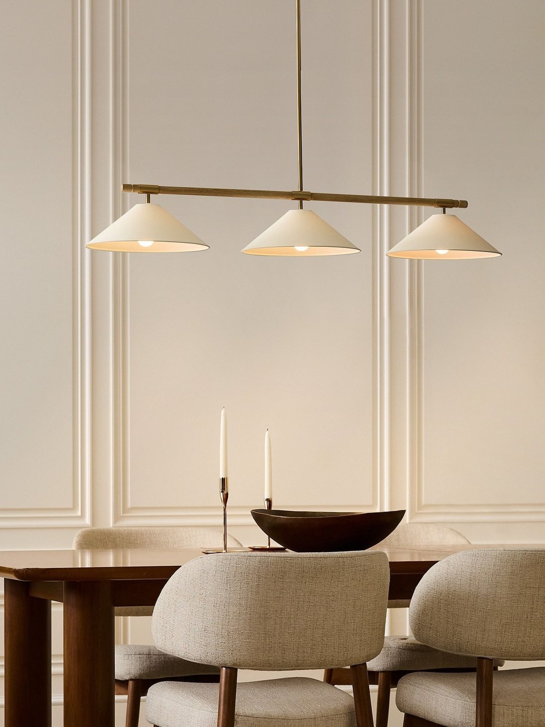 Linen Cone Linear Chandelier-Neutral Decor