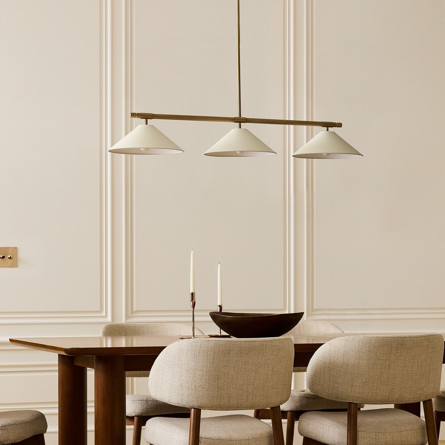 Linen Cone Linear Chandelier-Neutral Decor