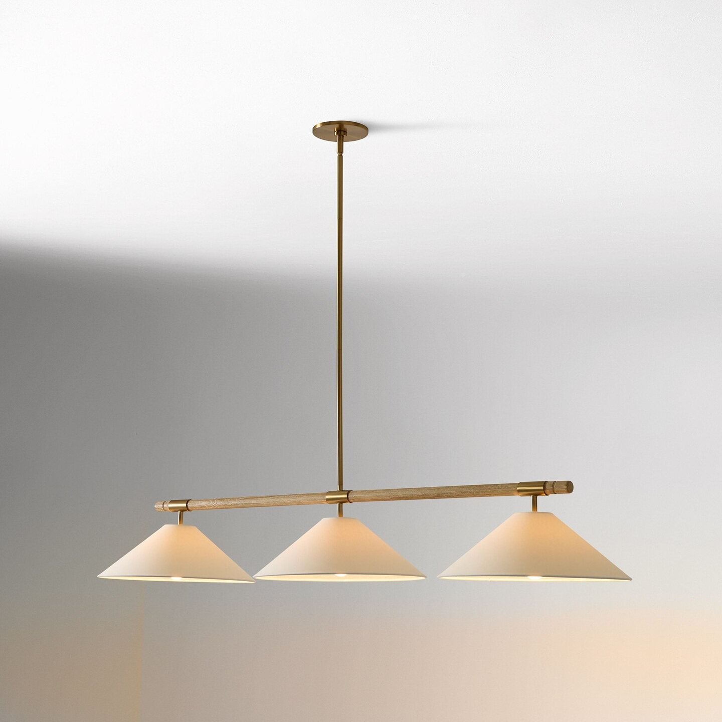 Linen Cone Linear Chandelier-Neutral Decor