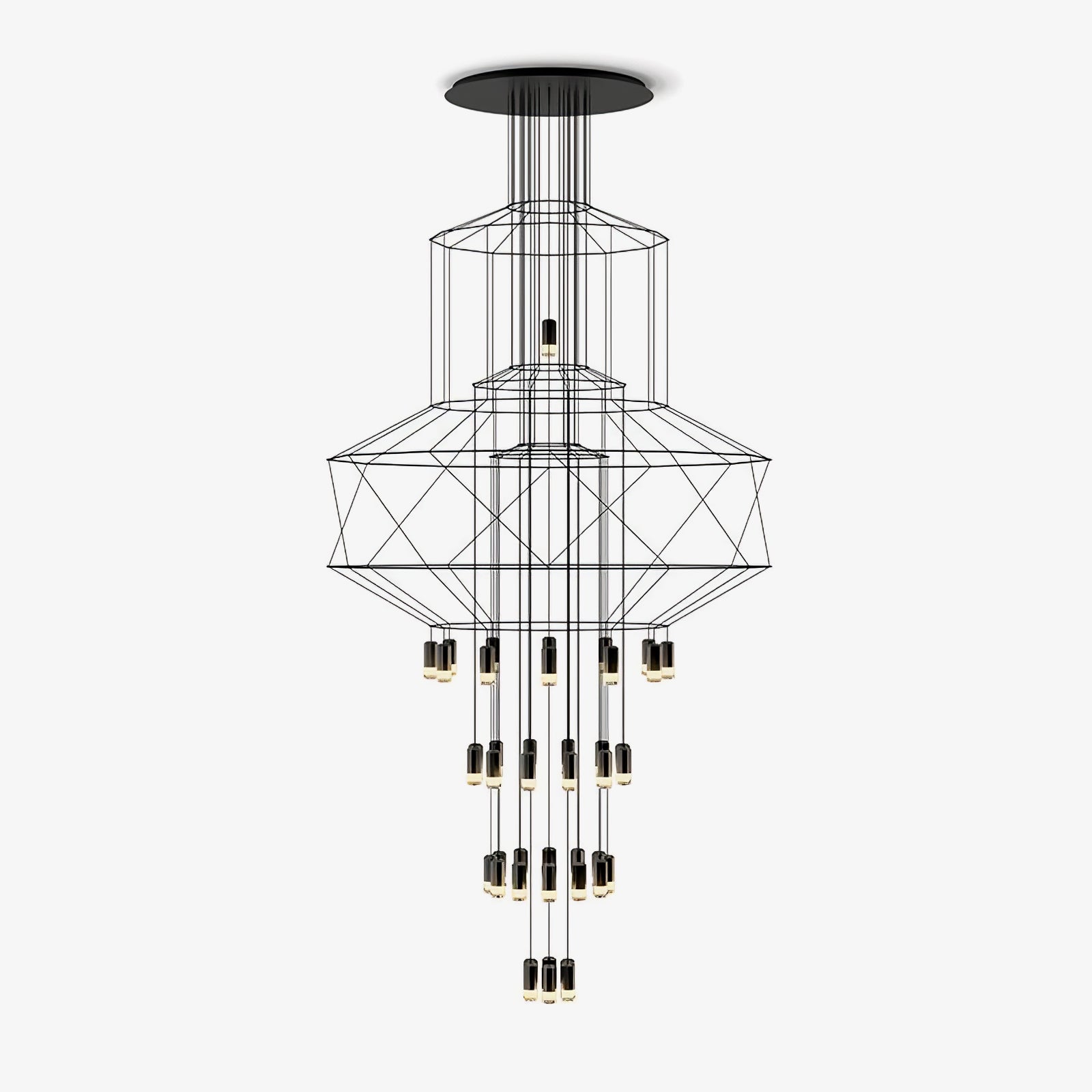 Tevenq Chandelier Lines Black Wireframe LED-Neutral Decor