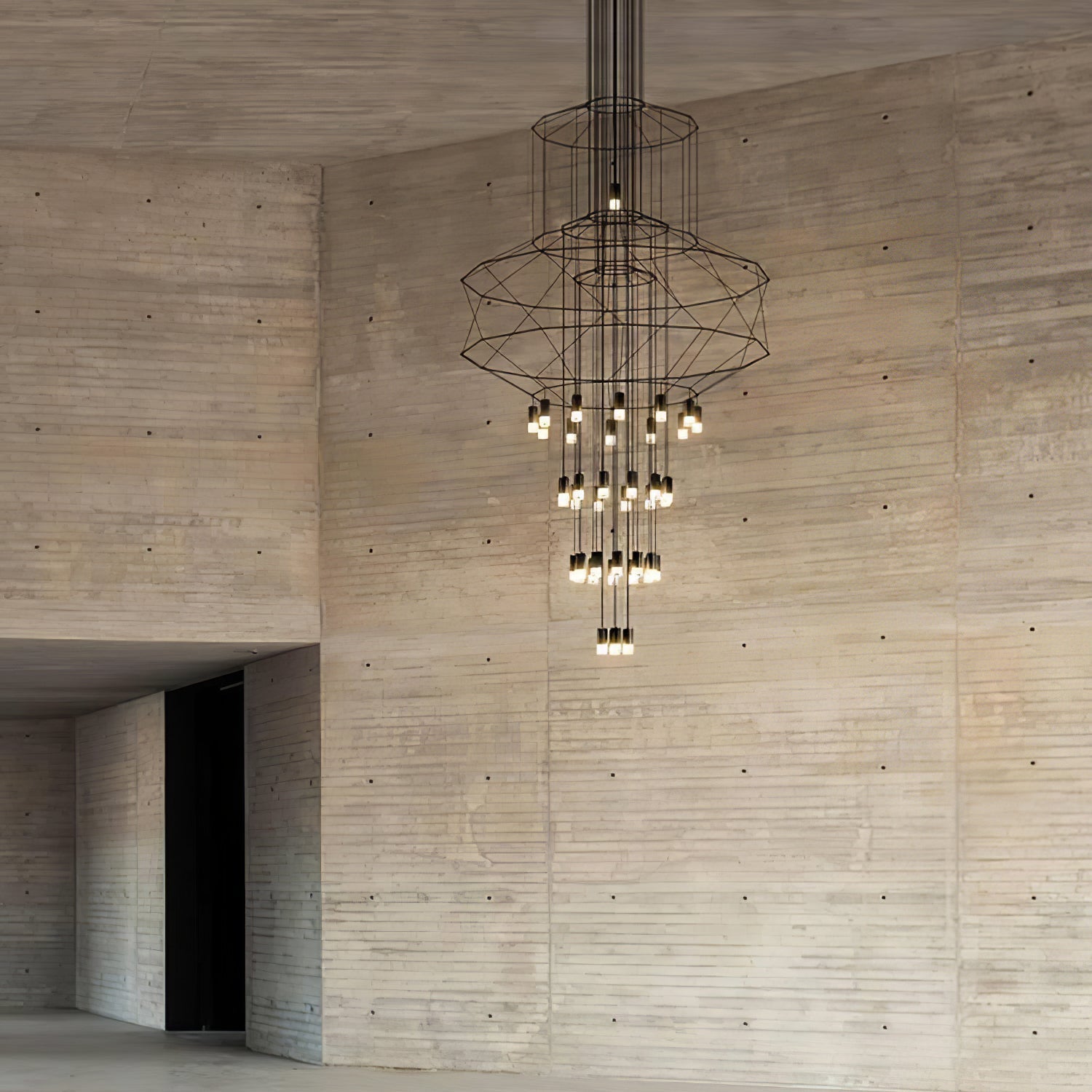 Tevenq Chandelier Lines Black Wireframe LED-Neutral Decor