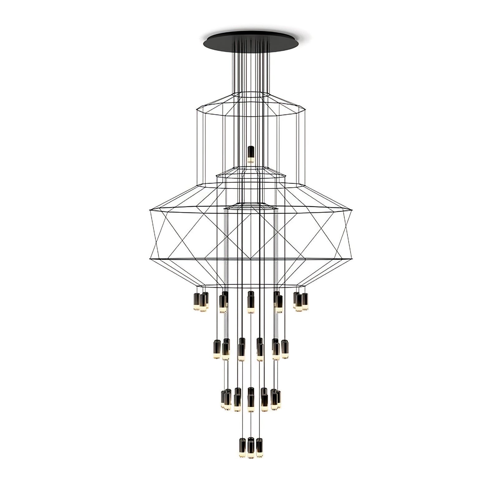 Tevenq Chandelier Lines Black Wireframe LED-Neutral Decor