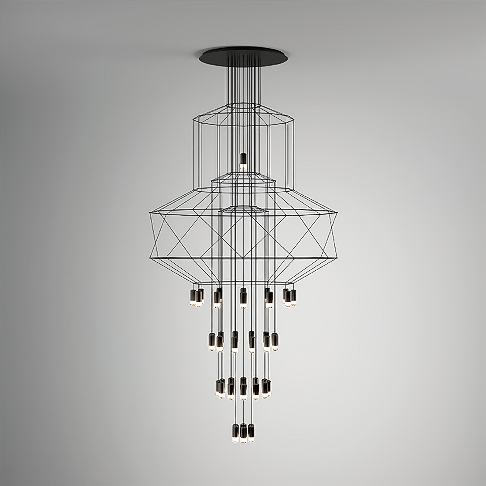 Tevenq Chandelier Lines Black Wireframe LED-Neutral Decor