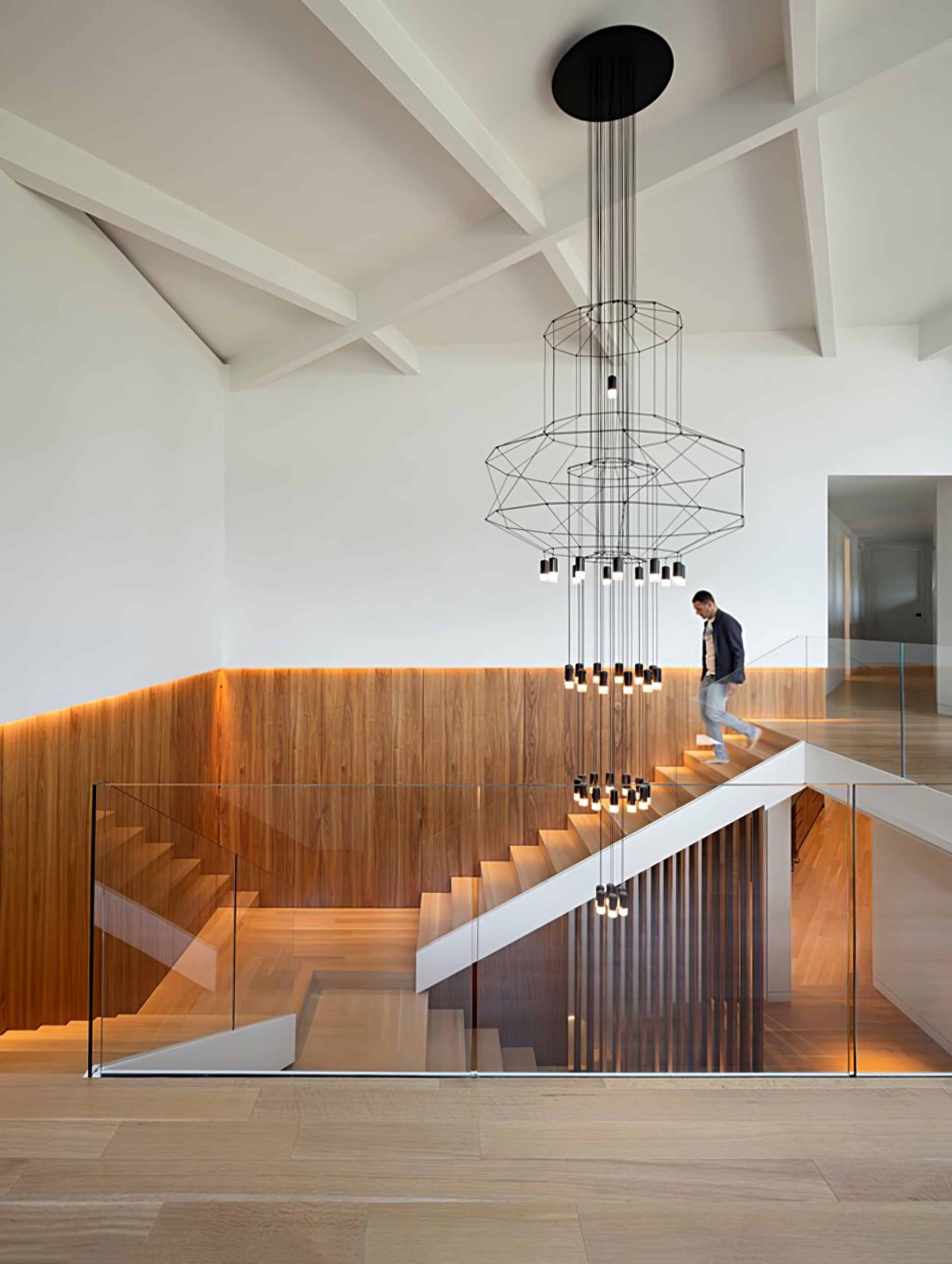 Tevenq Chandelier Lines Black Wireframe LED-Neutral Decor