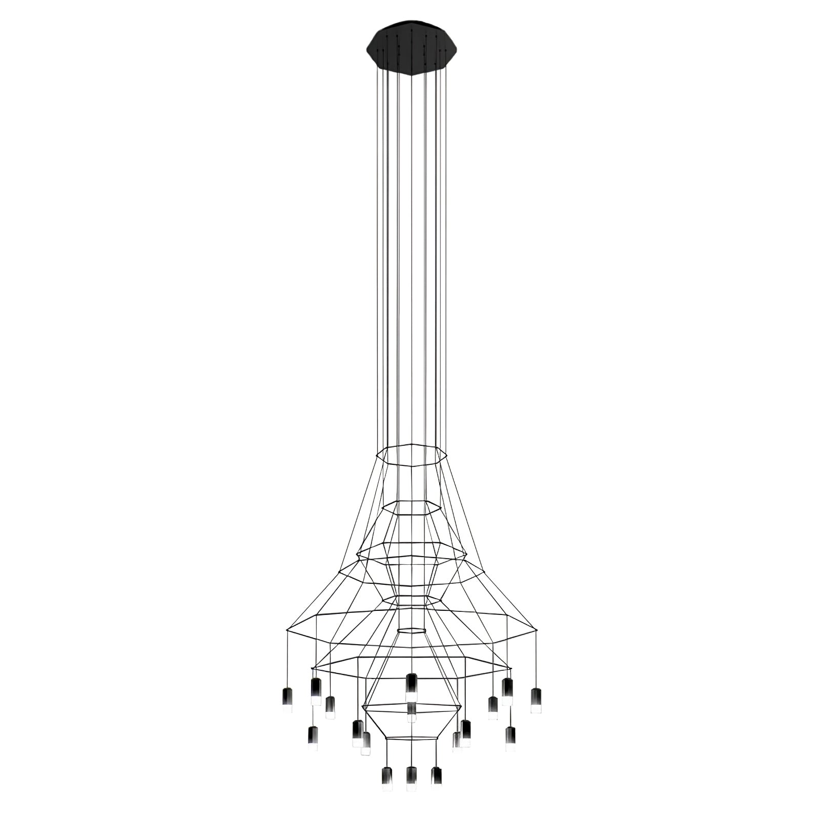 Tevenq Chandelier Lines Black Wireframe LED-Neutral Decor