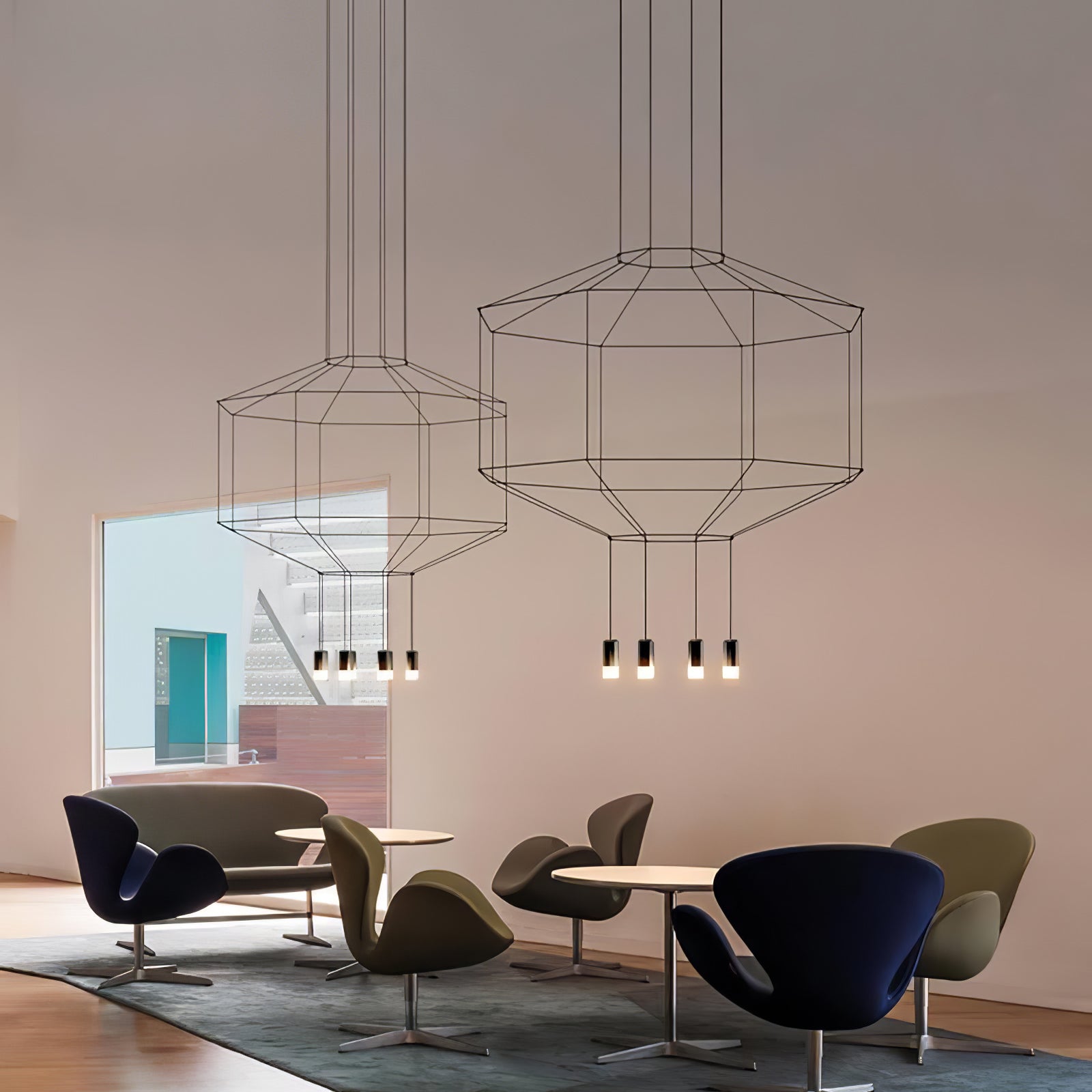 Bovena Pendant Lamp Geometric Wire Black LED-Neutral Decor