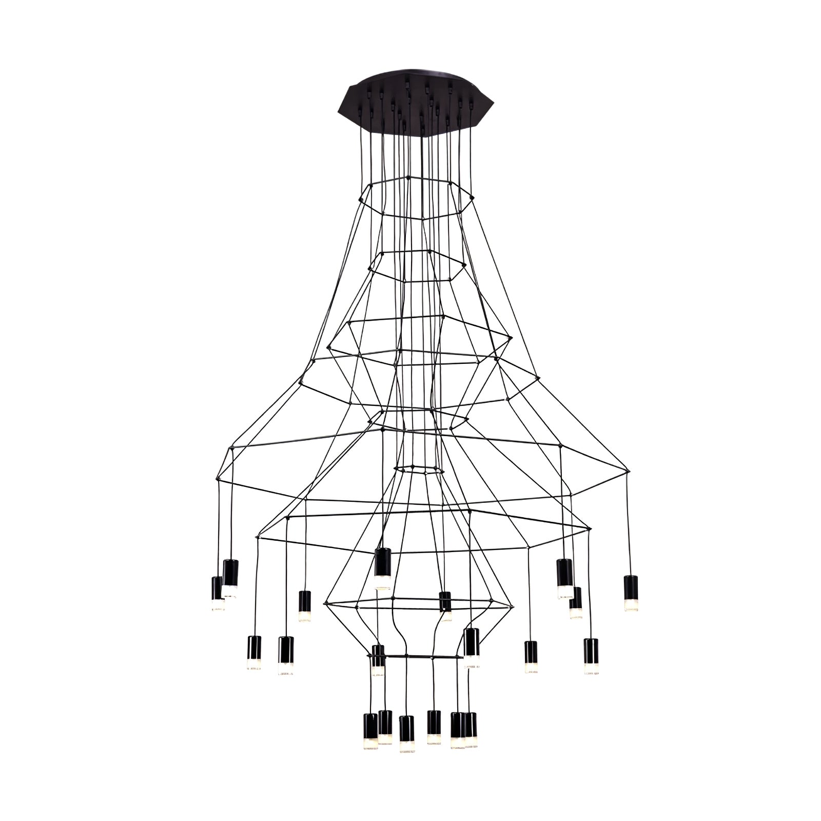 Tevenq Chandelier Lines Black Wireframe LED-Neutral Decor