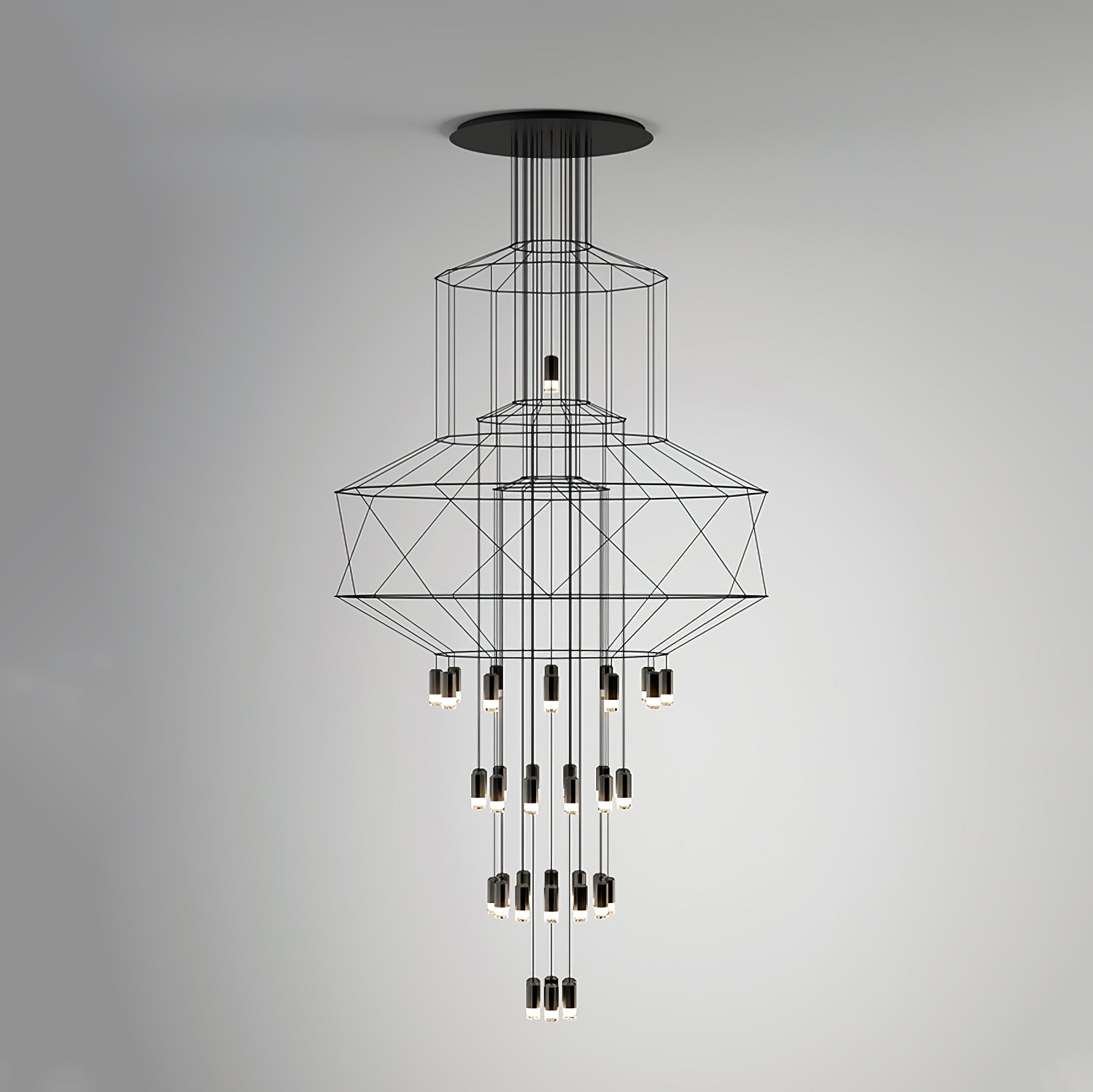 Tevenq Chandelier Lines Black Wireframe LED-Neutral Decor