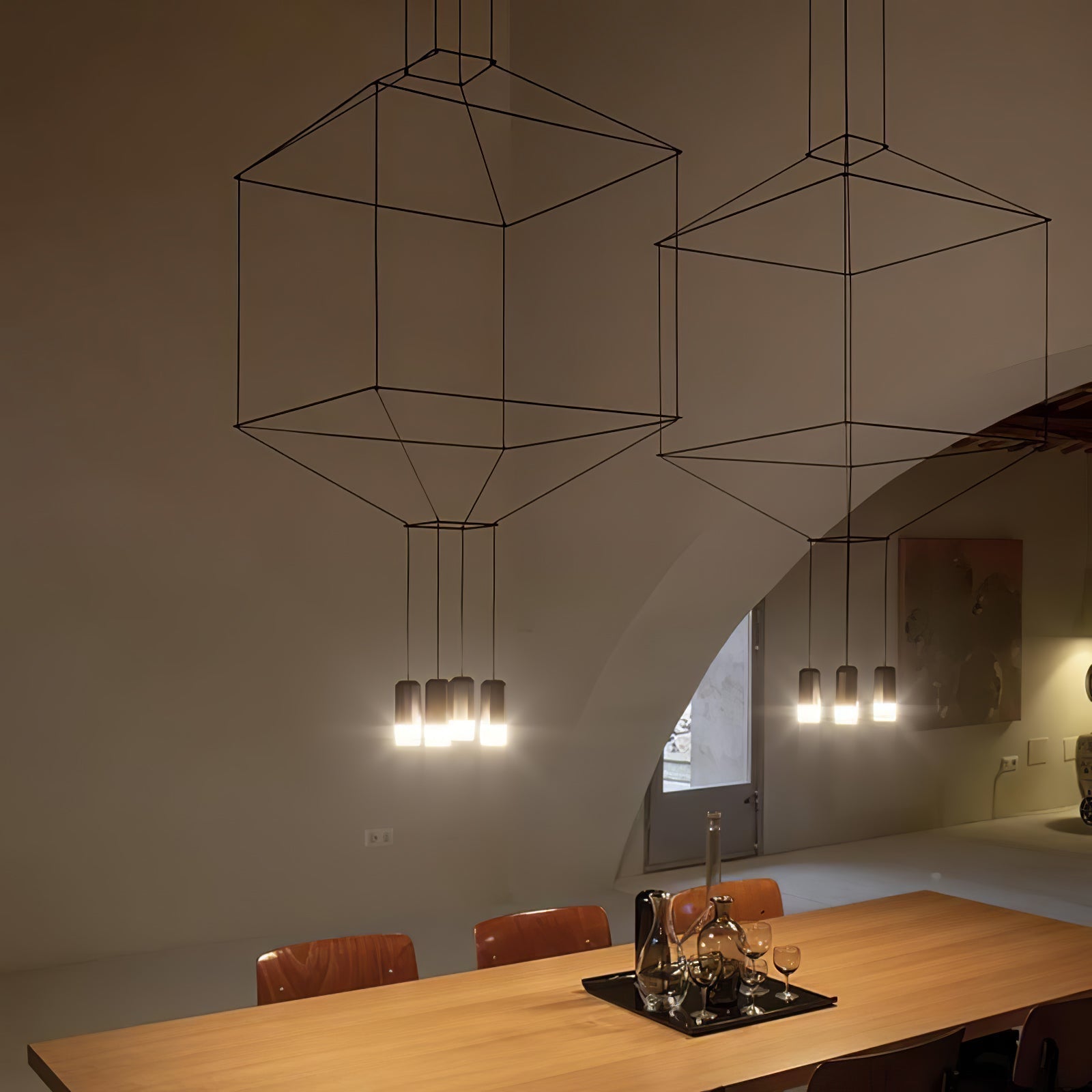 Bovena Pendant Lamp Geometric Wire Black LED-Neutral Decor
