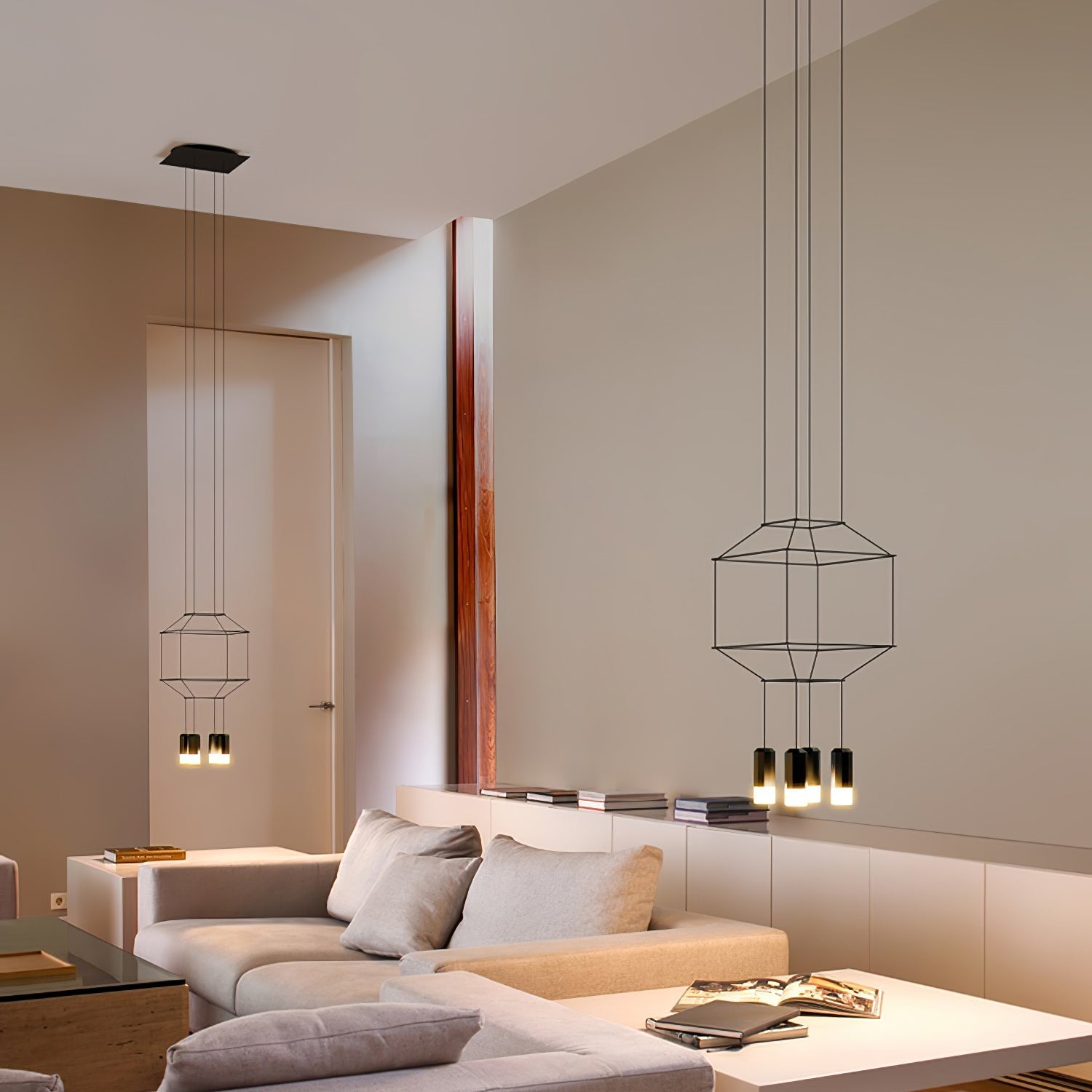 Bovena Pendant Lamp Geometric Wire Black LED-Neutral Decor