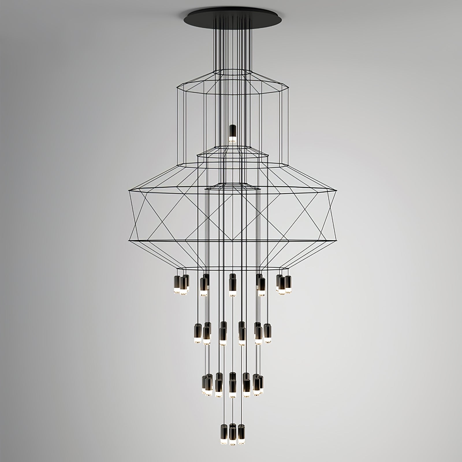 Tevenq Chandelier Lines Black Wireframe LED-Neutral Decor