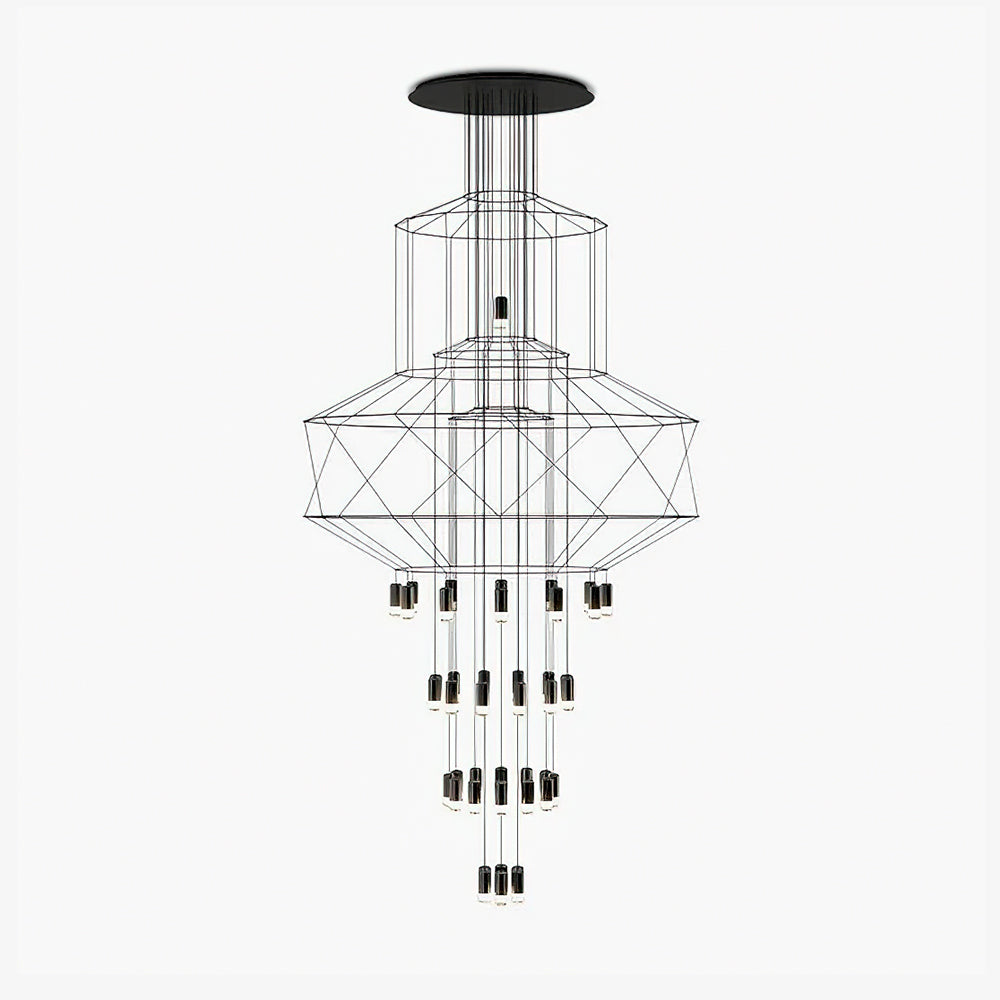 Tevenq Chandelier Lines Black Wireframe LED-Neutral Decor