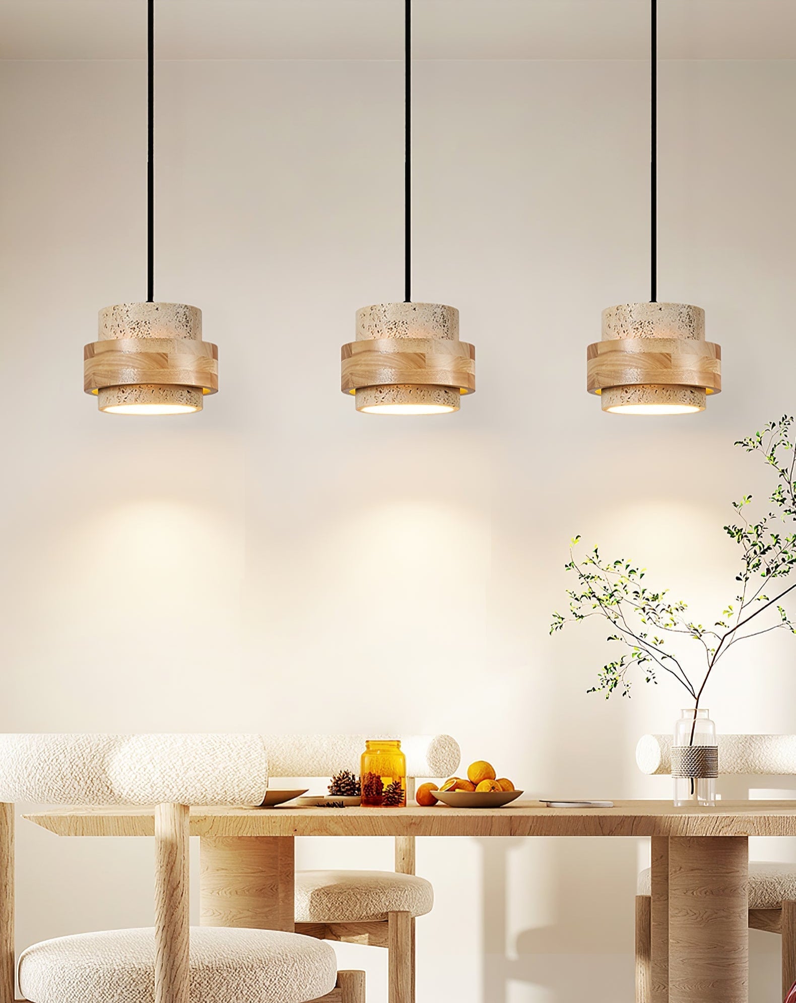 Zevlor Travertine Pendant Light-Neutral Decor