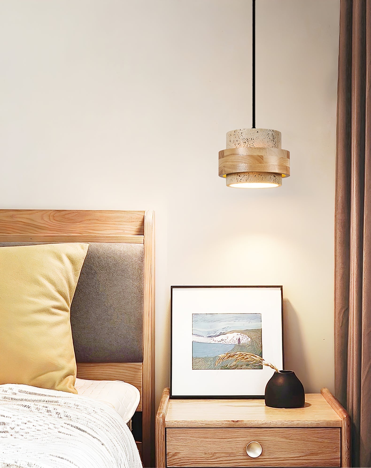 Zevlor Travertine Pendant Light-Neutral Decor