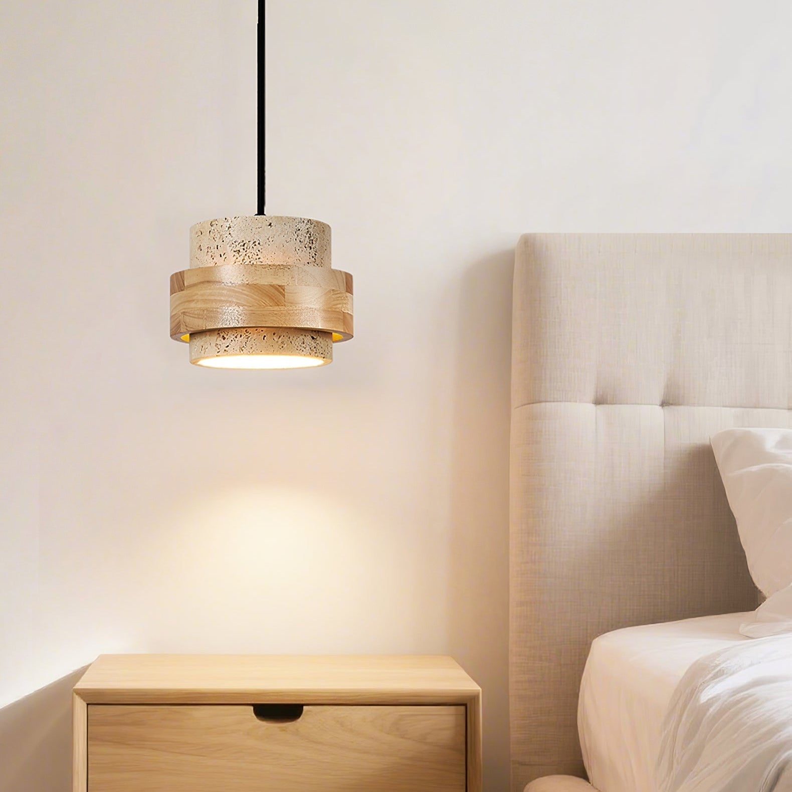 Zevlor Travertine Pendant Light-Neutral Decor