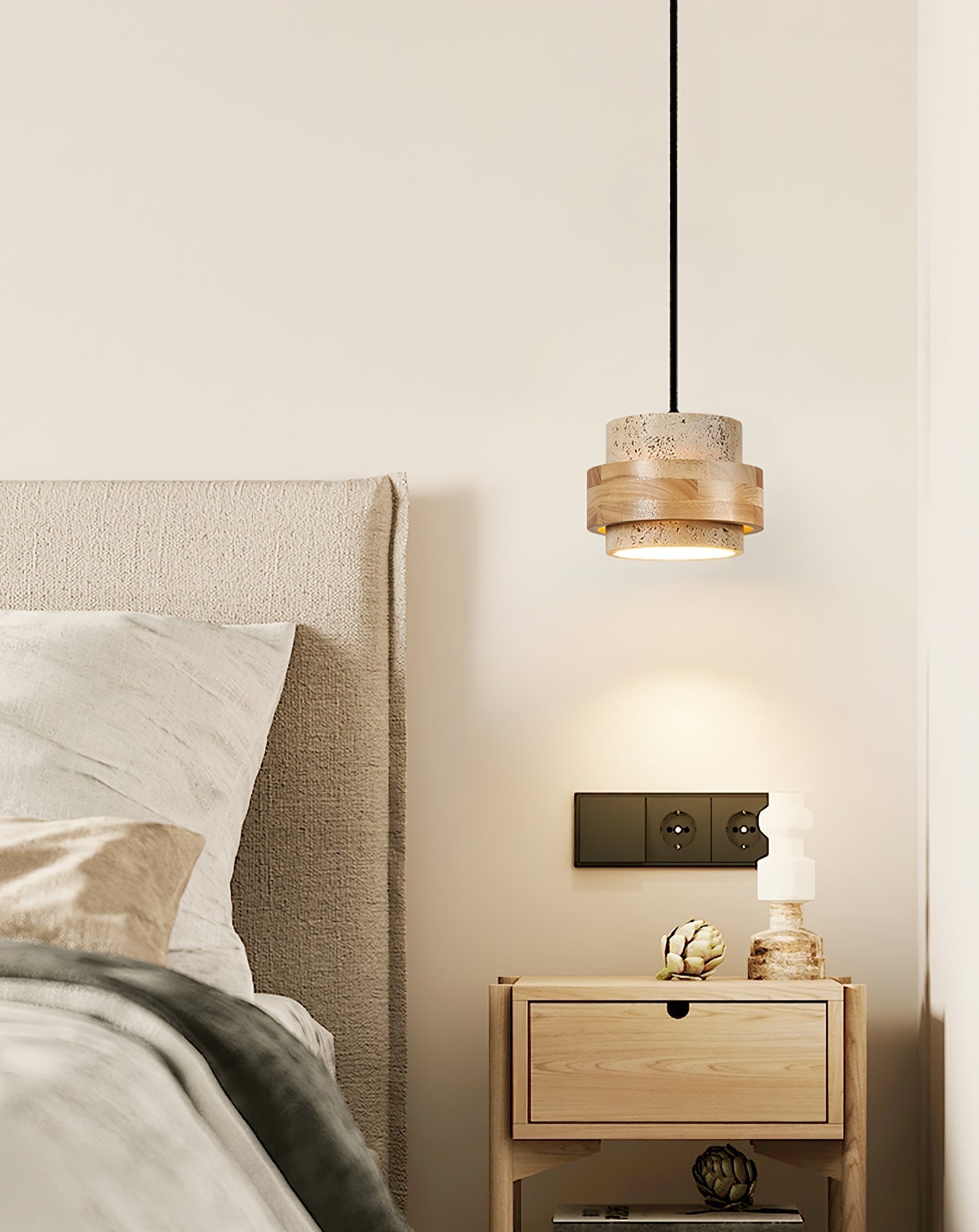 Zevlor Travertine Pendant Light-Neutral Decor