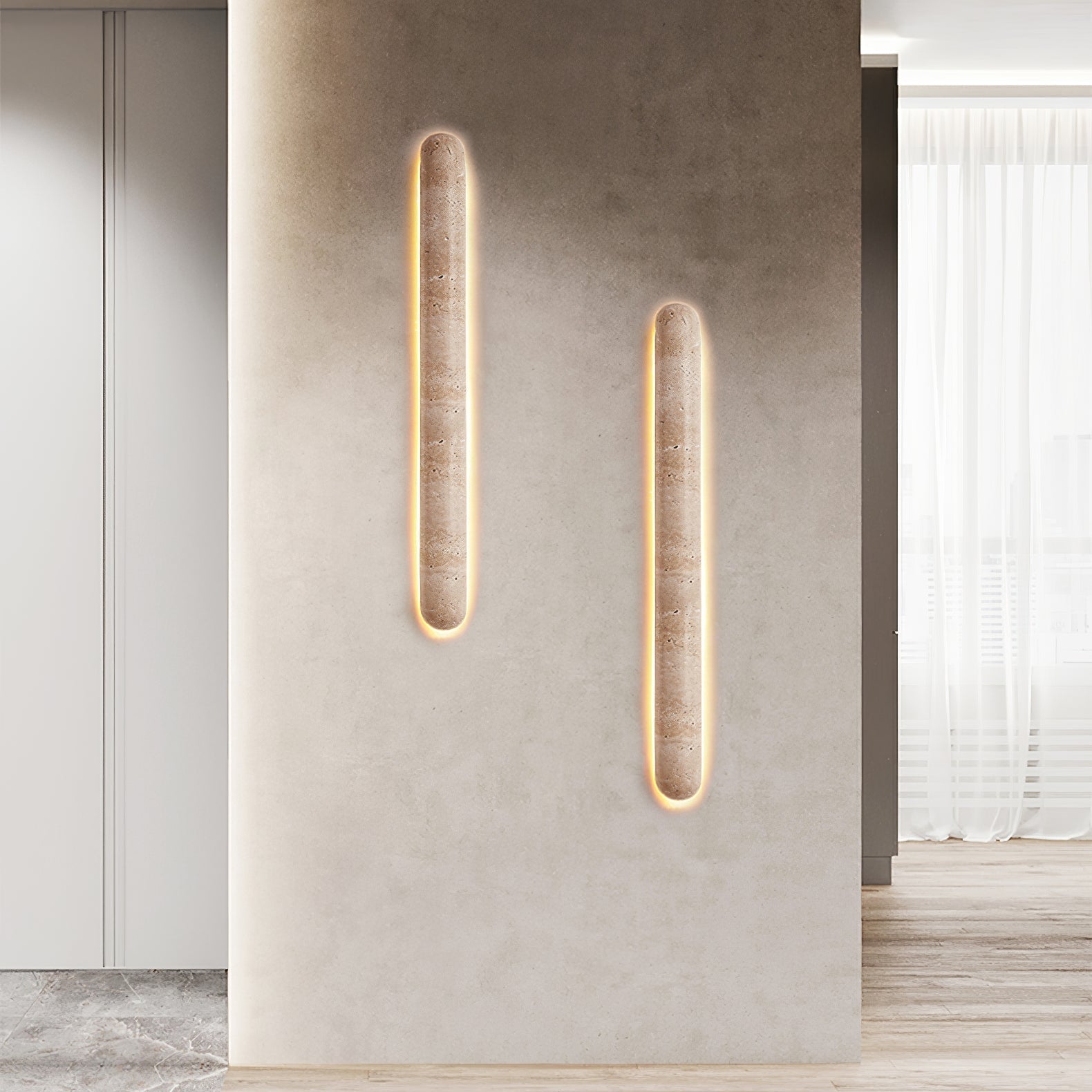 Varo Travertine Wall Light-Neutral Decor