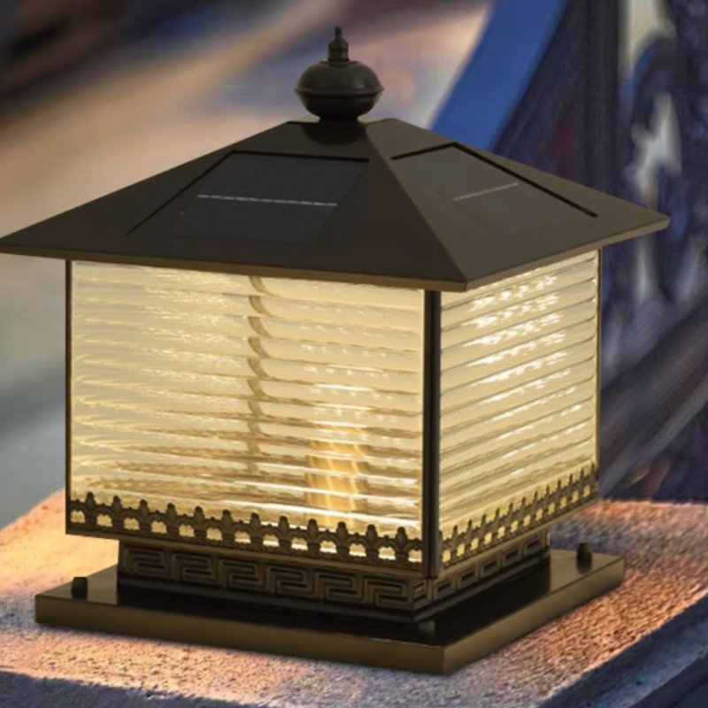 Syvenira Vintage Solar Pagoda Glass Outdoor Light-Neutral Decor